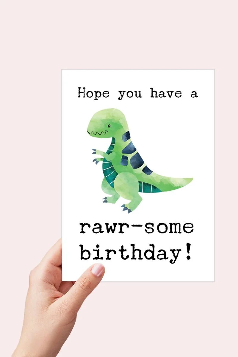 Dinosaur Birthday Printable Card Have A Rawr Some Birthday Instant Download Card T Rex Watercolor Children Birthday Card