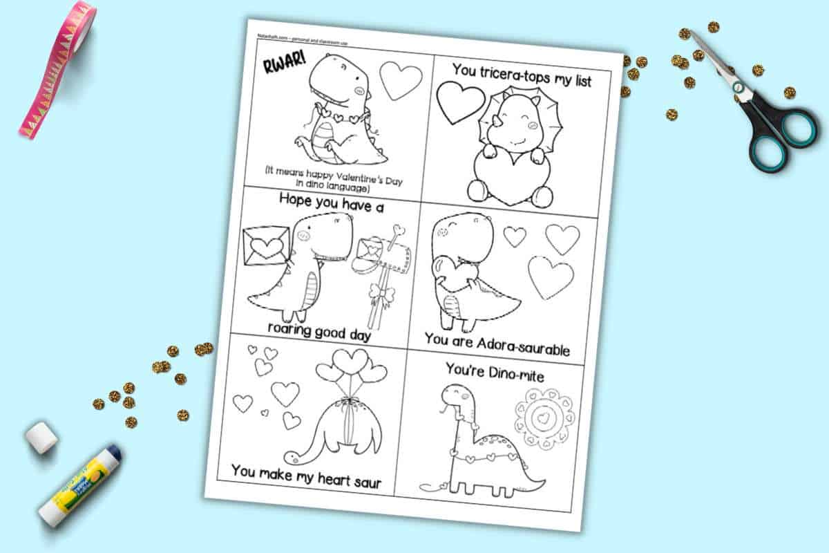 Dinosaur Free Black And White Printable Valentine Cards