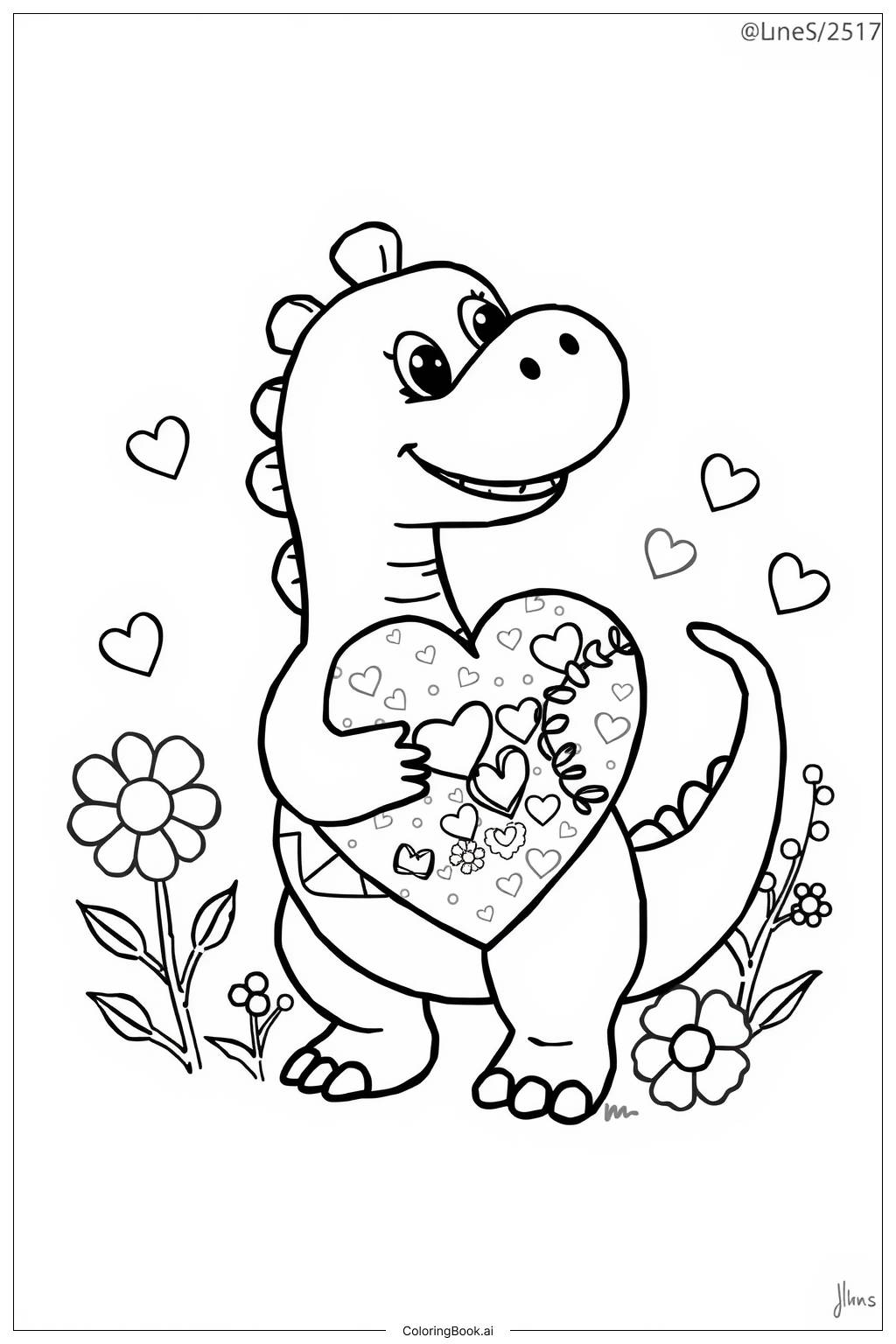 Dinosaur Valentine Heart