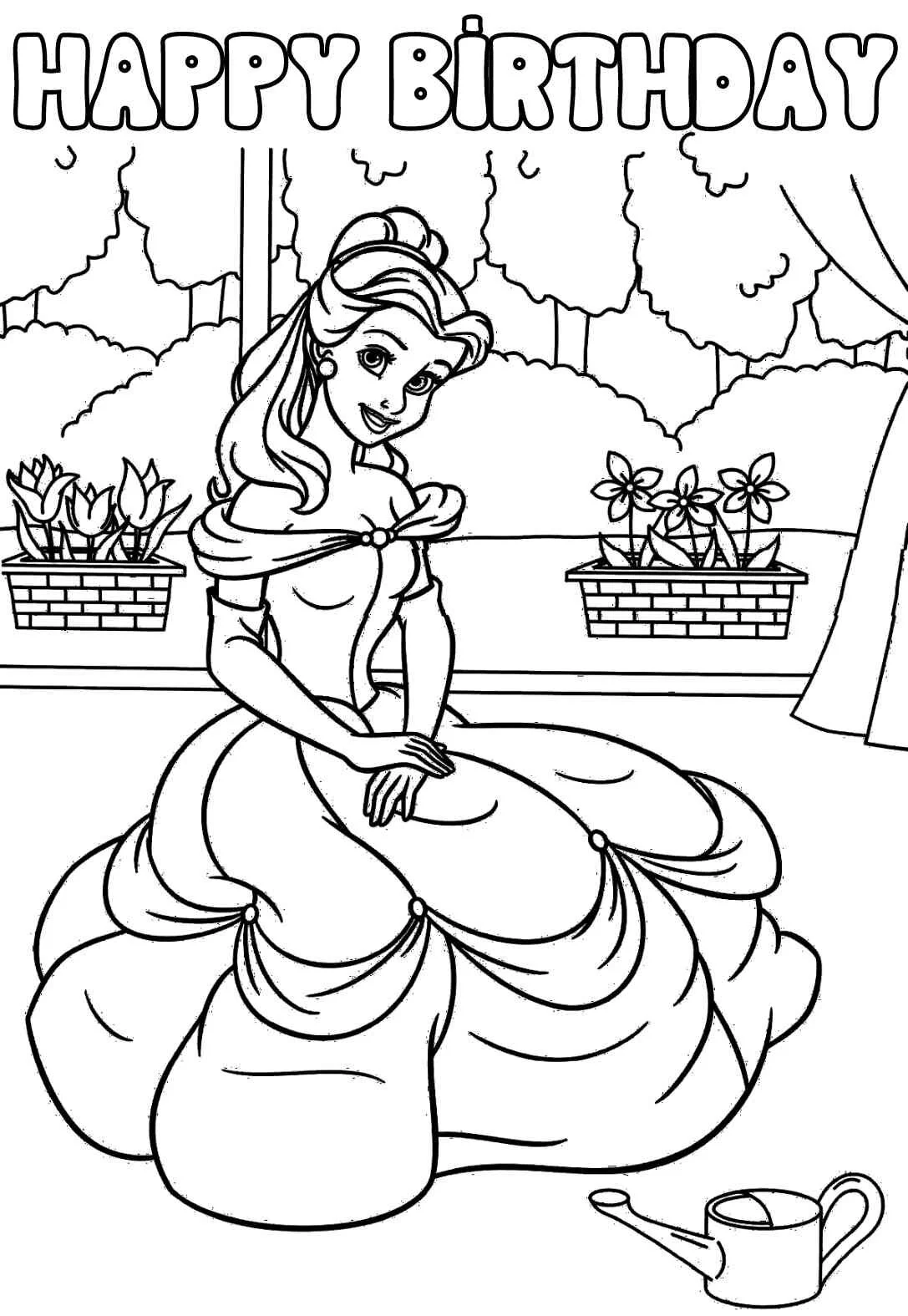 Disney Birthday Coloring Pages Cards