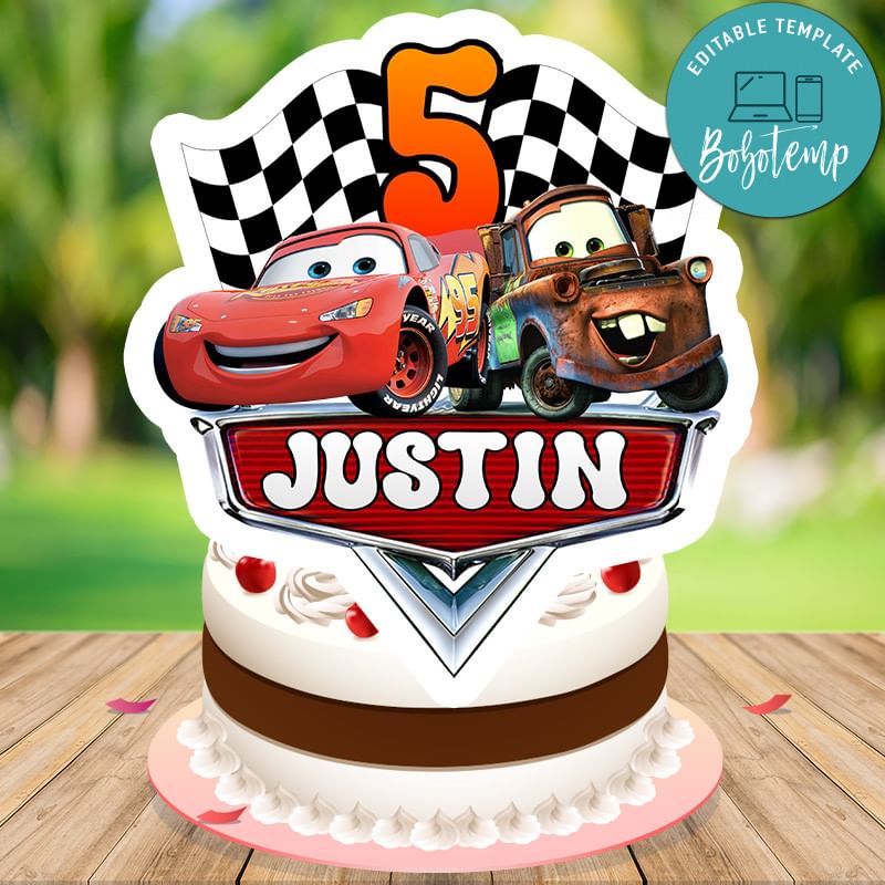 Disney Cars Cake Topper Template Printable Instant Download