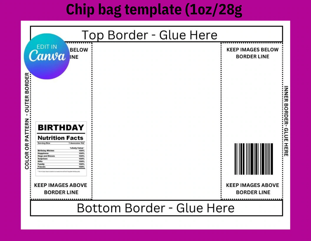 Diy Chip Bag Template Custom Party