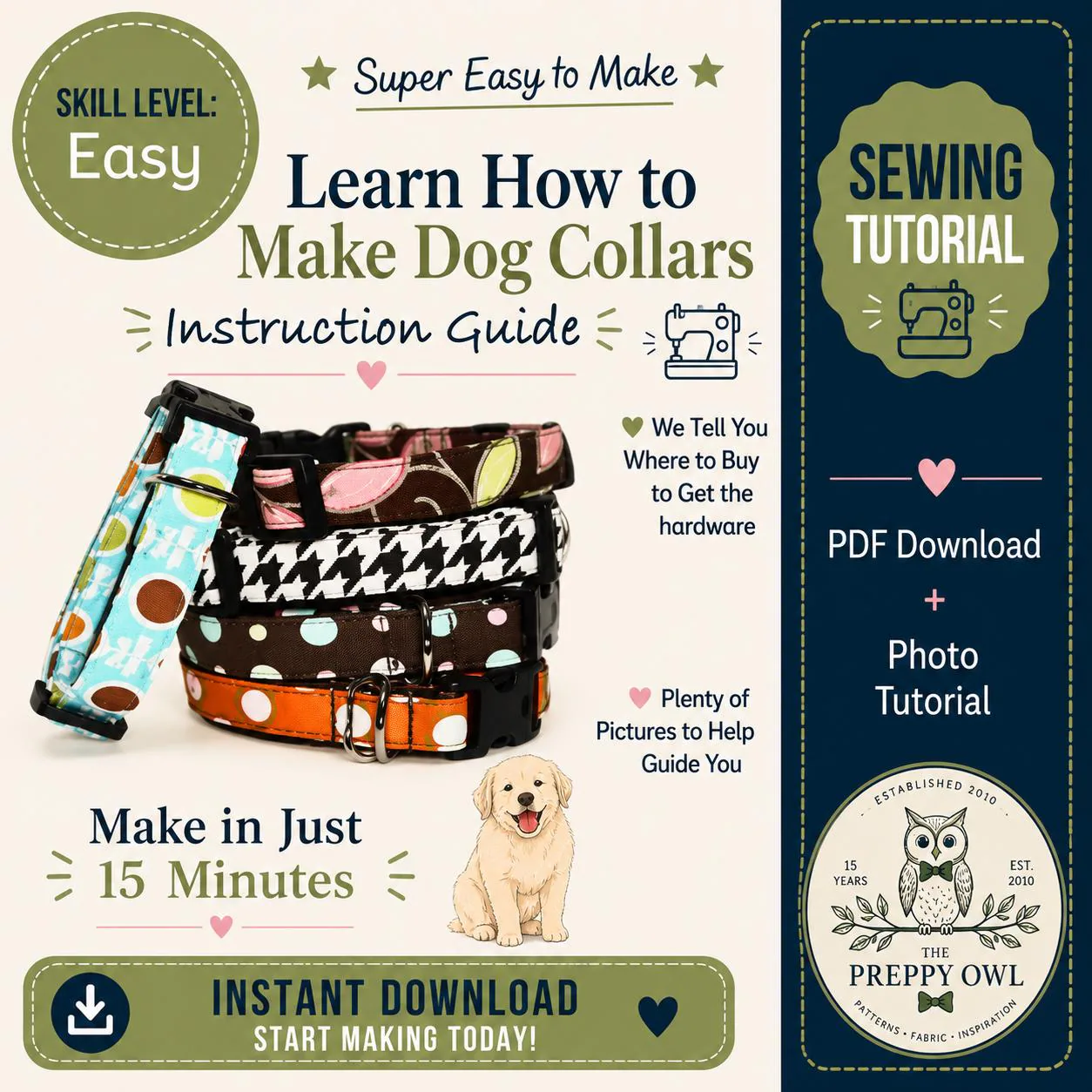 Diy Fabric Dog Collar Sewing Pattern