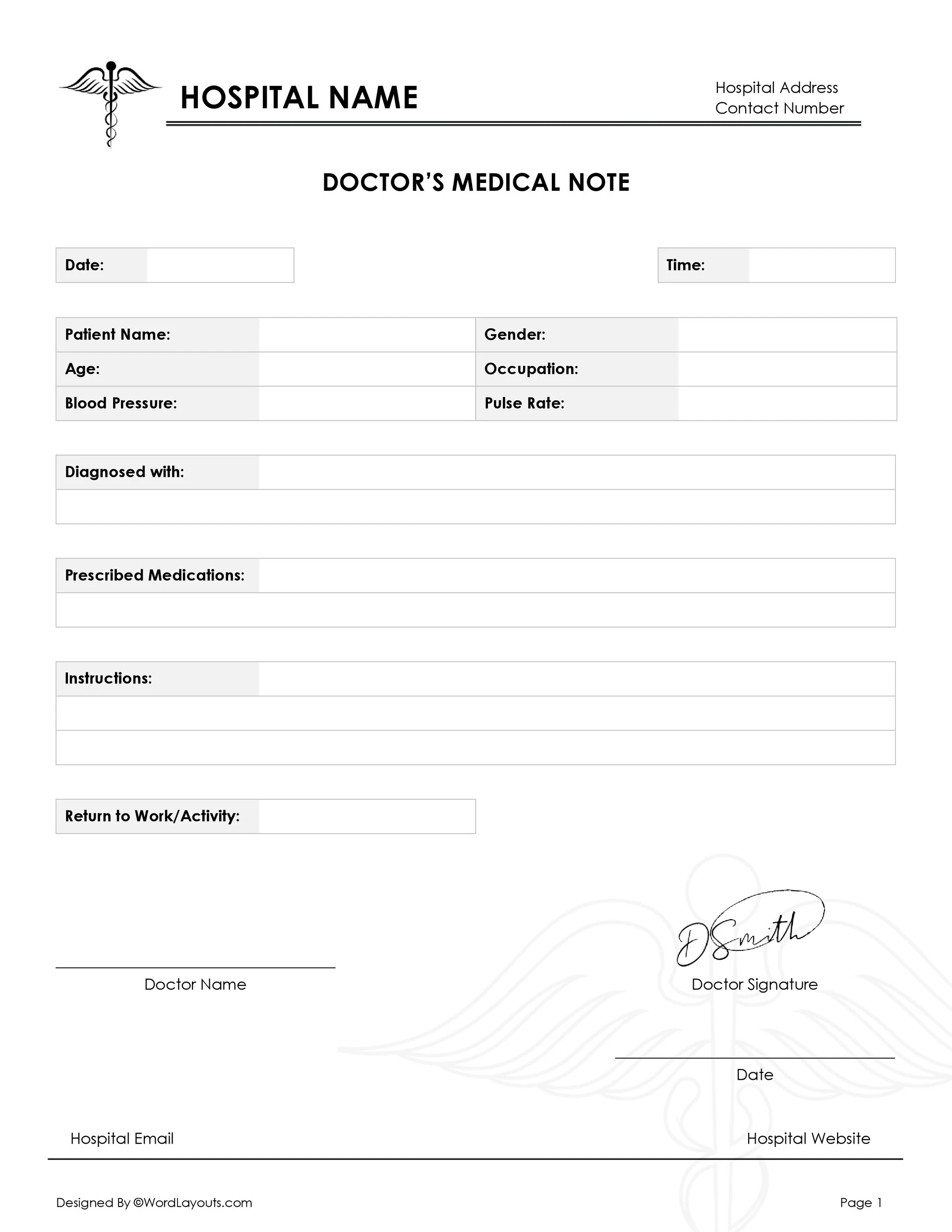 free printable emergency room excuse for work