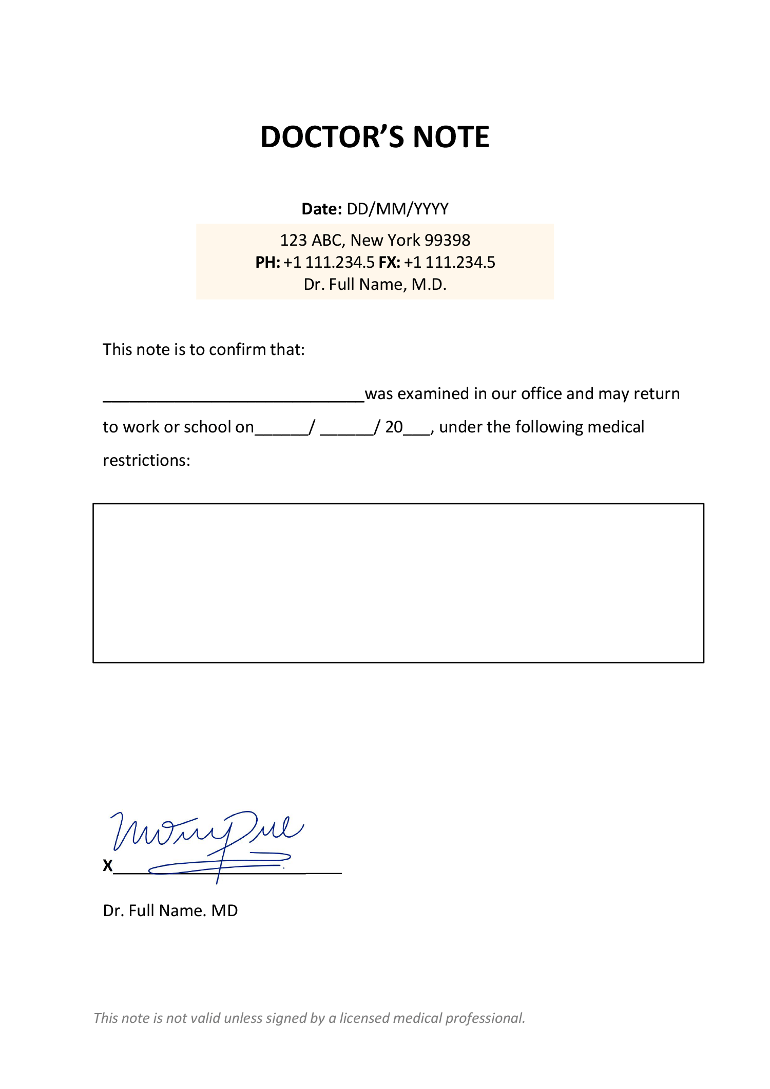 Doctors Note Doctors Note