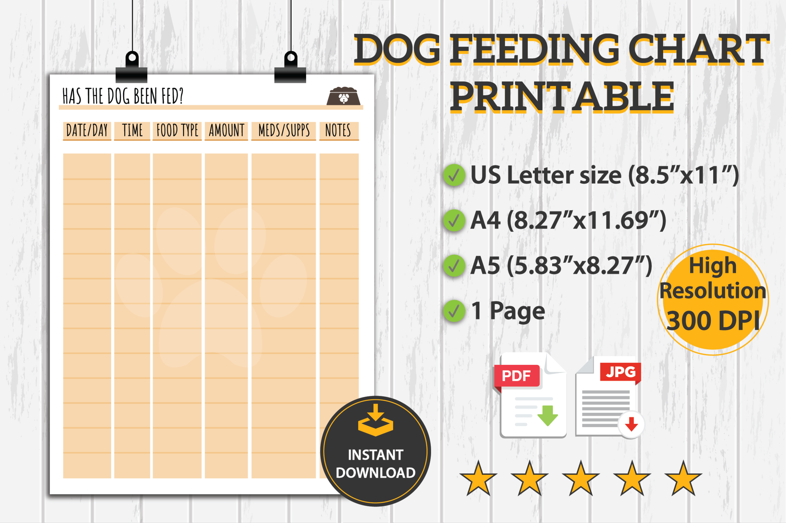Dog Feeding Chart Printable