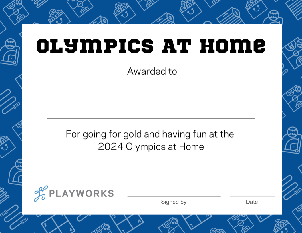 Downloadable Olympics At Home Certificate Make Copy To Edit