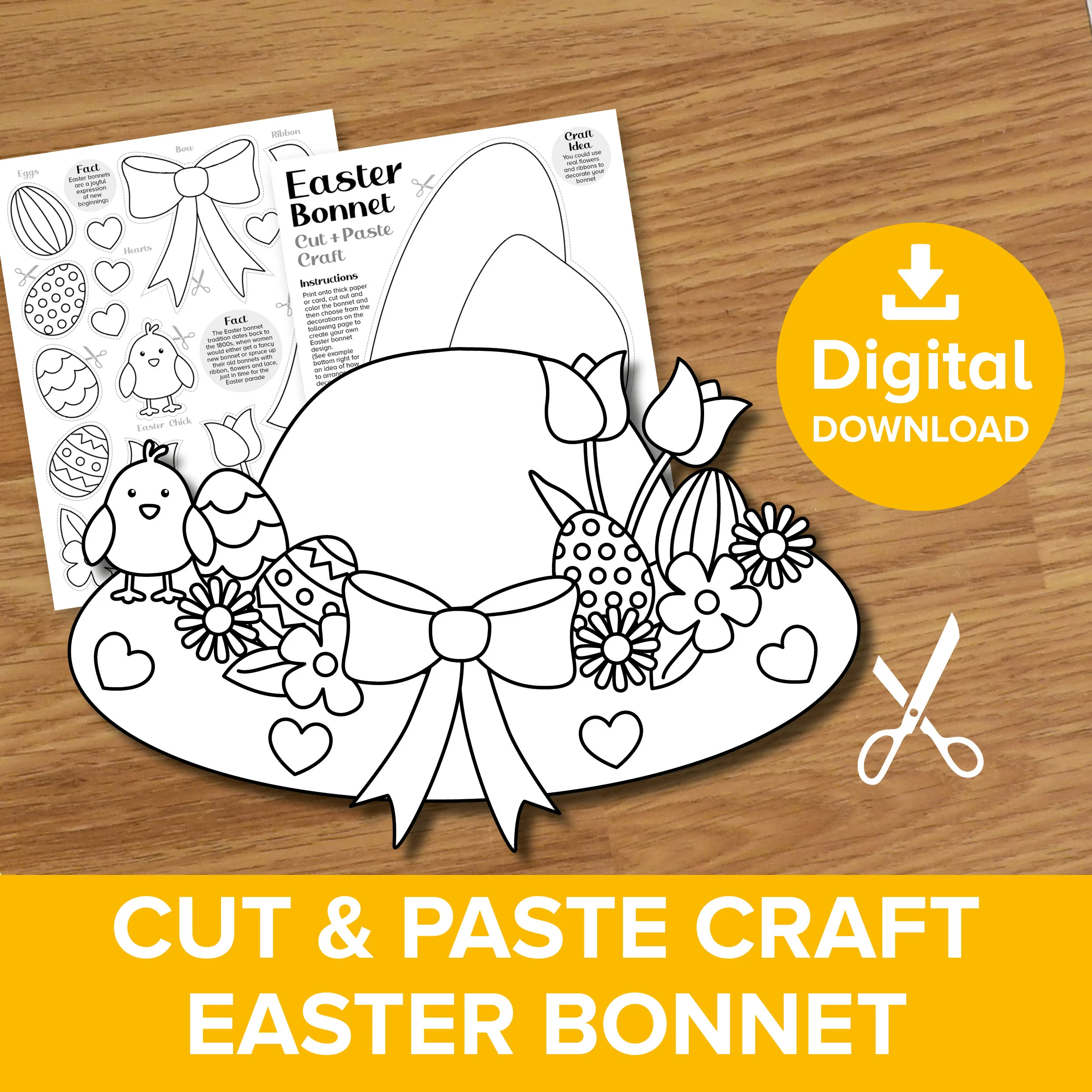Easter Bonnet Cut Paste Art Craft Build