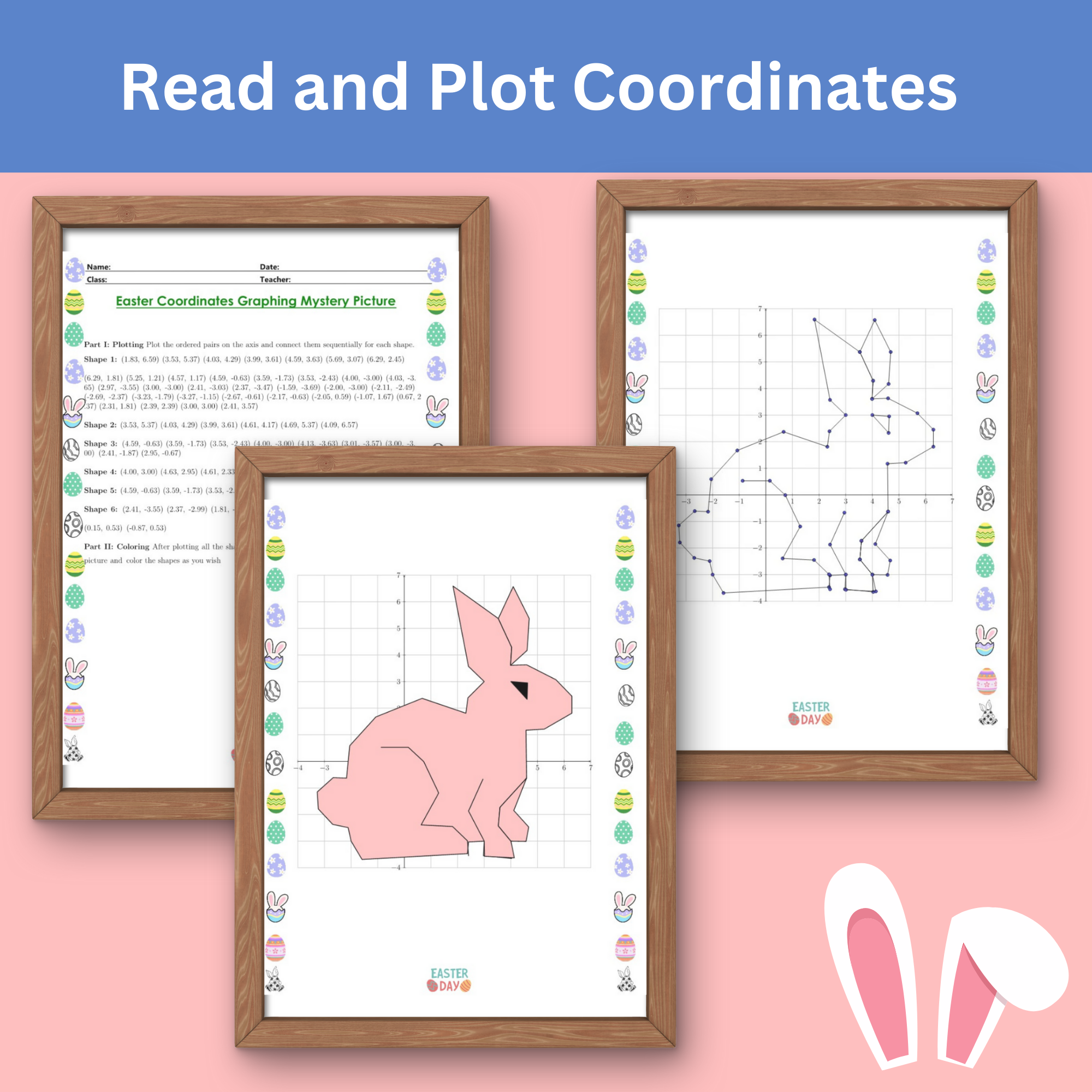 Easter Bunny Math Activity Coordinate Plane Graphing Picture And Ordered Pairs 13229594