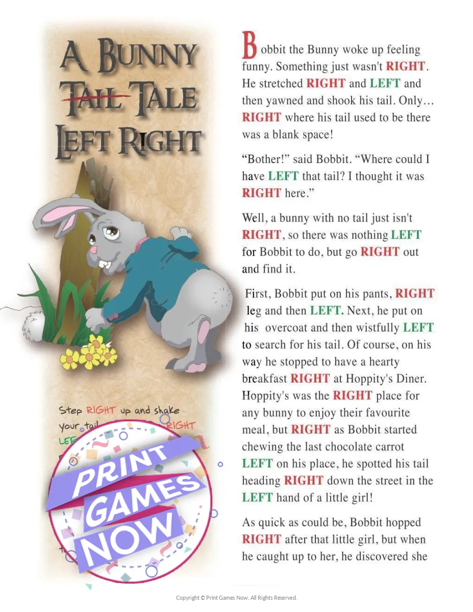 Easter Bunny Tail Tale Left Right