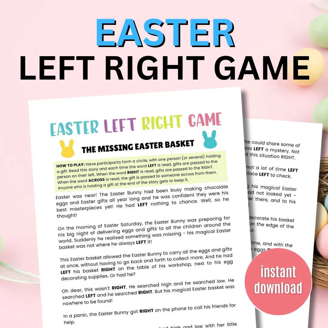 free printable easter left right game