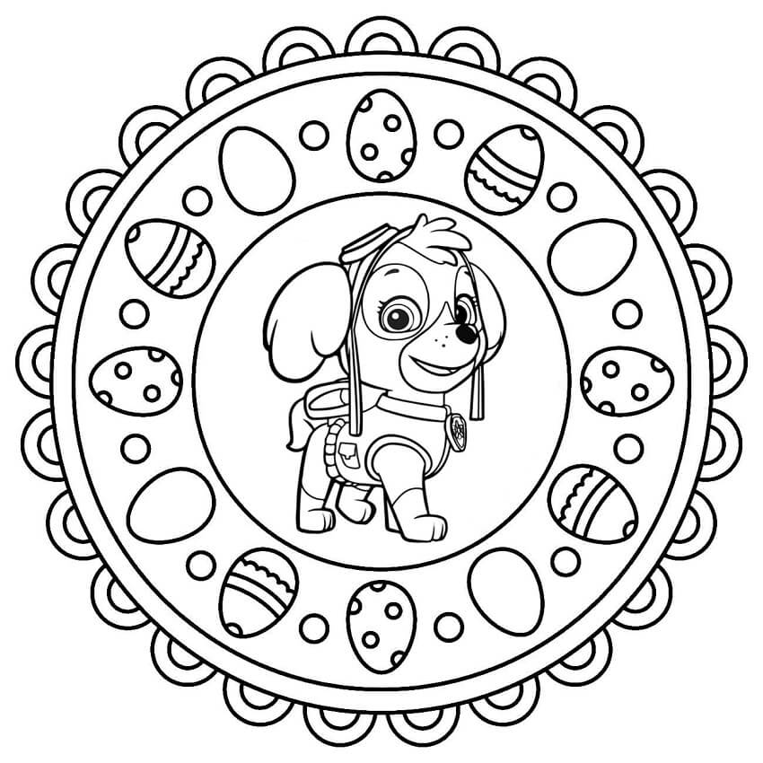 Easter Mandala With Paw Patrol Coloring Page