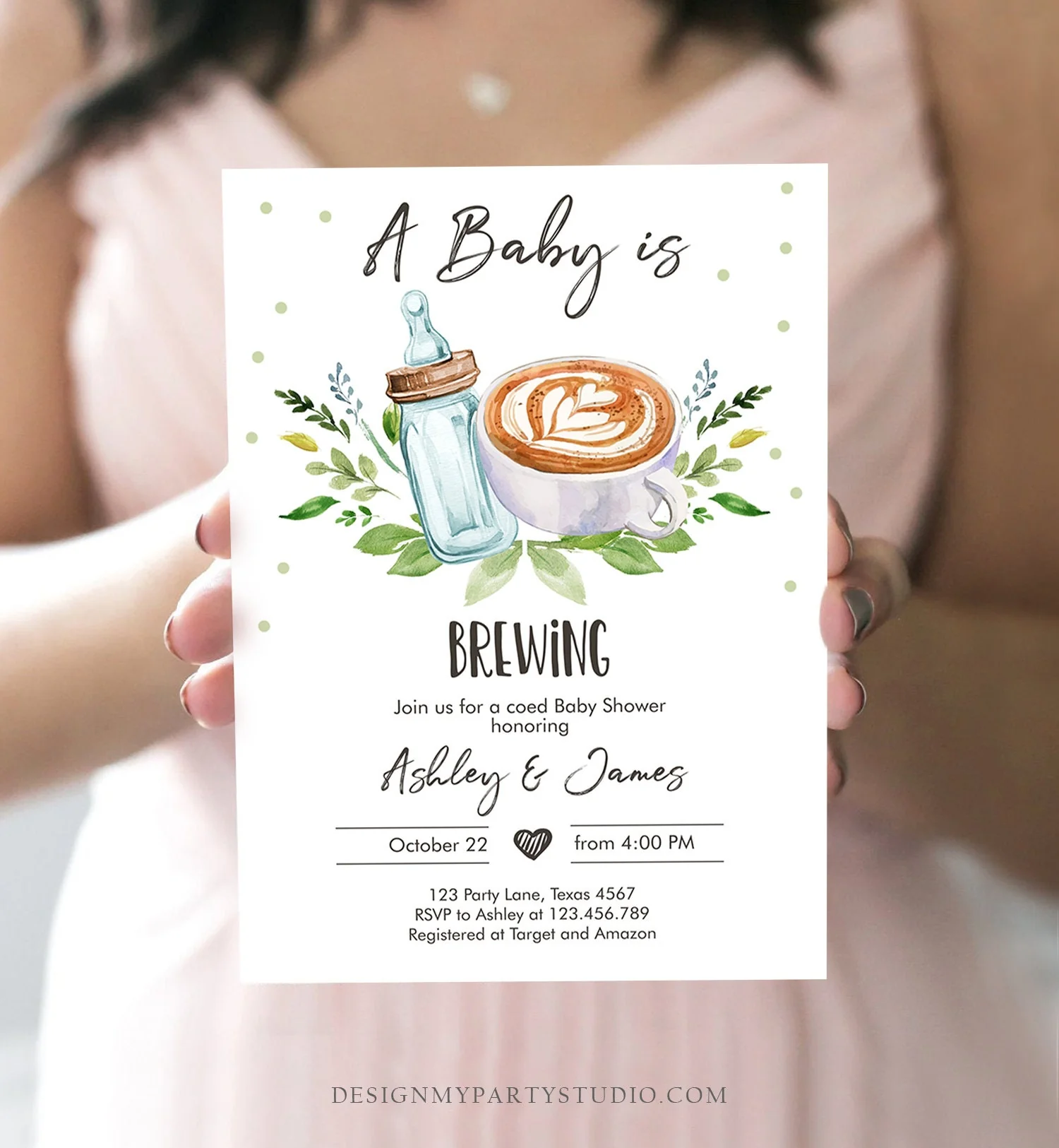 Editable A Baby Is Brewing Invitation 45591