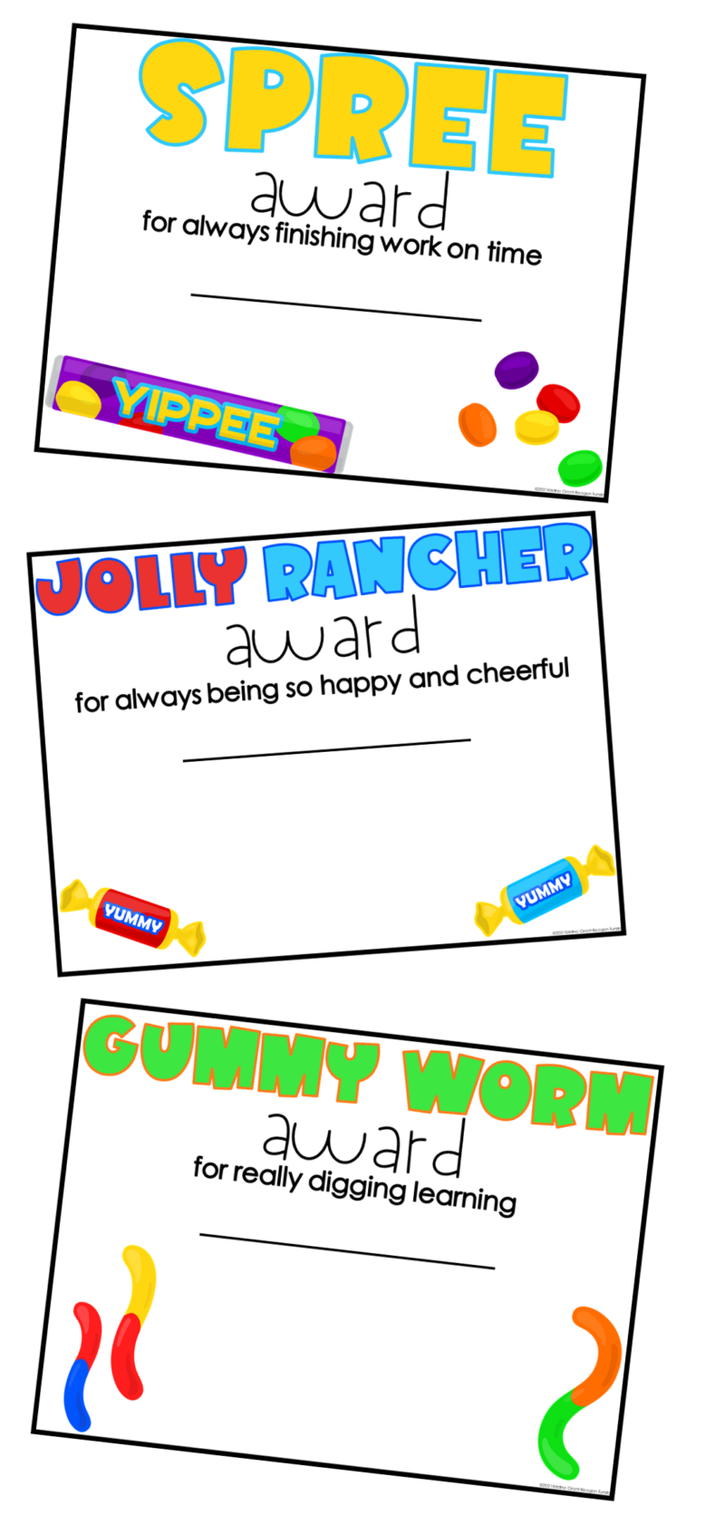free printable candy bar awards for students