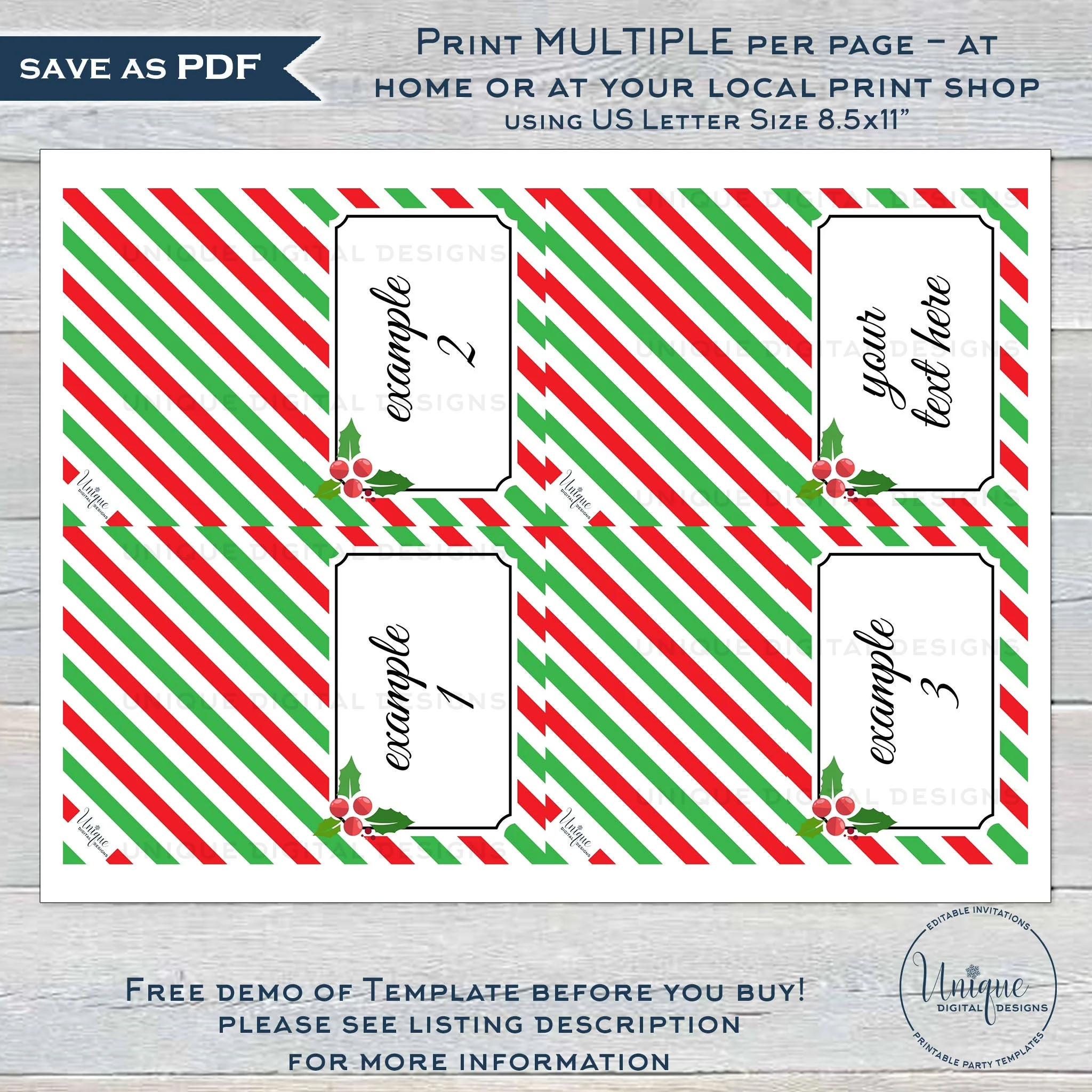 free printable christmas food tags