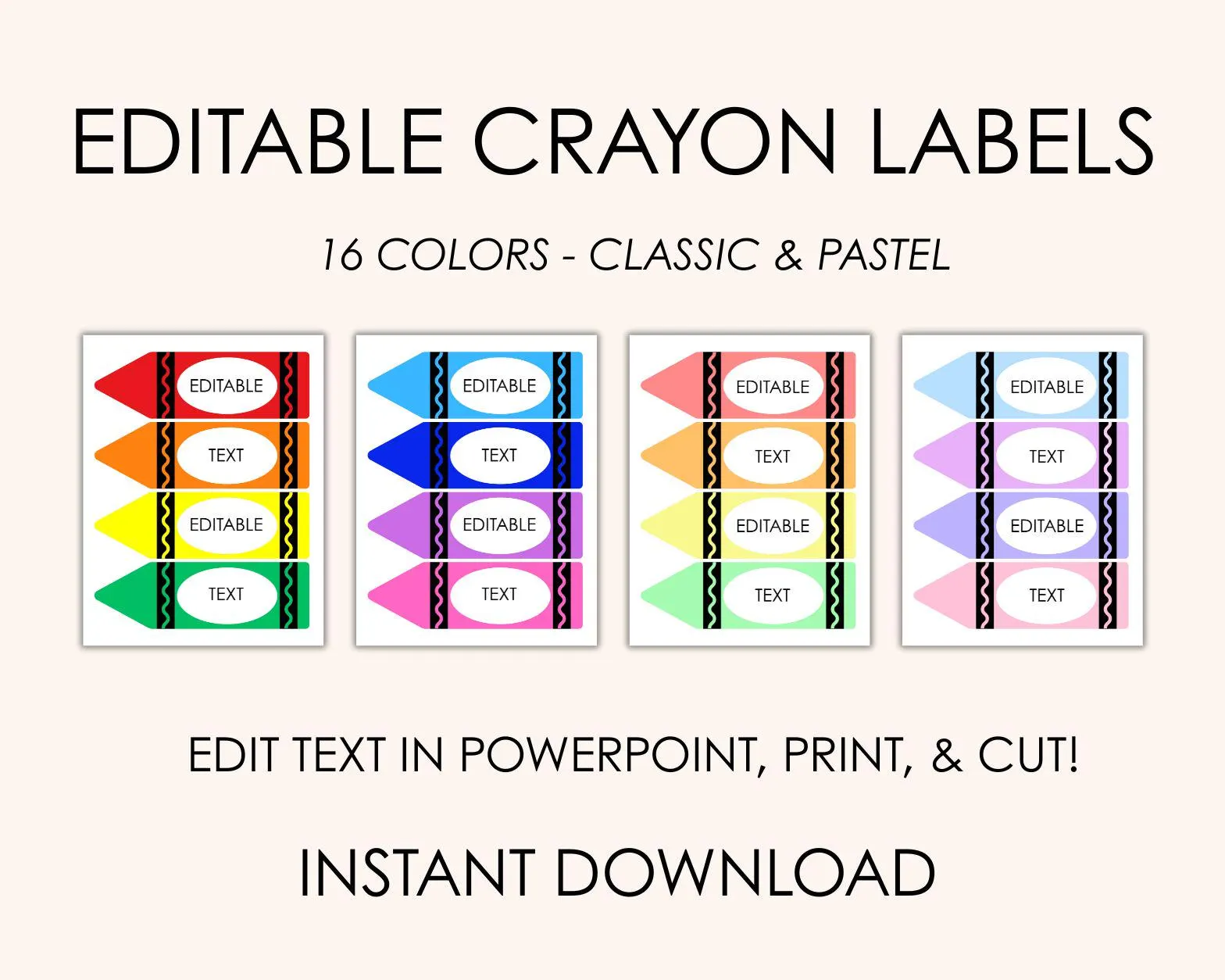 Editable Crayon Name Tags 16 Printable