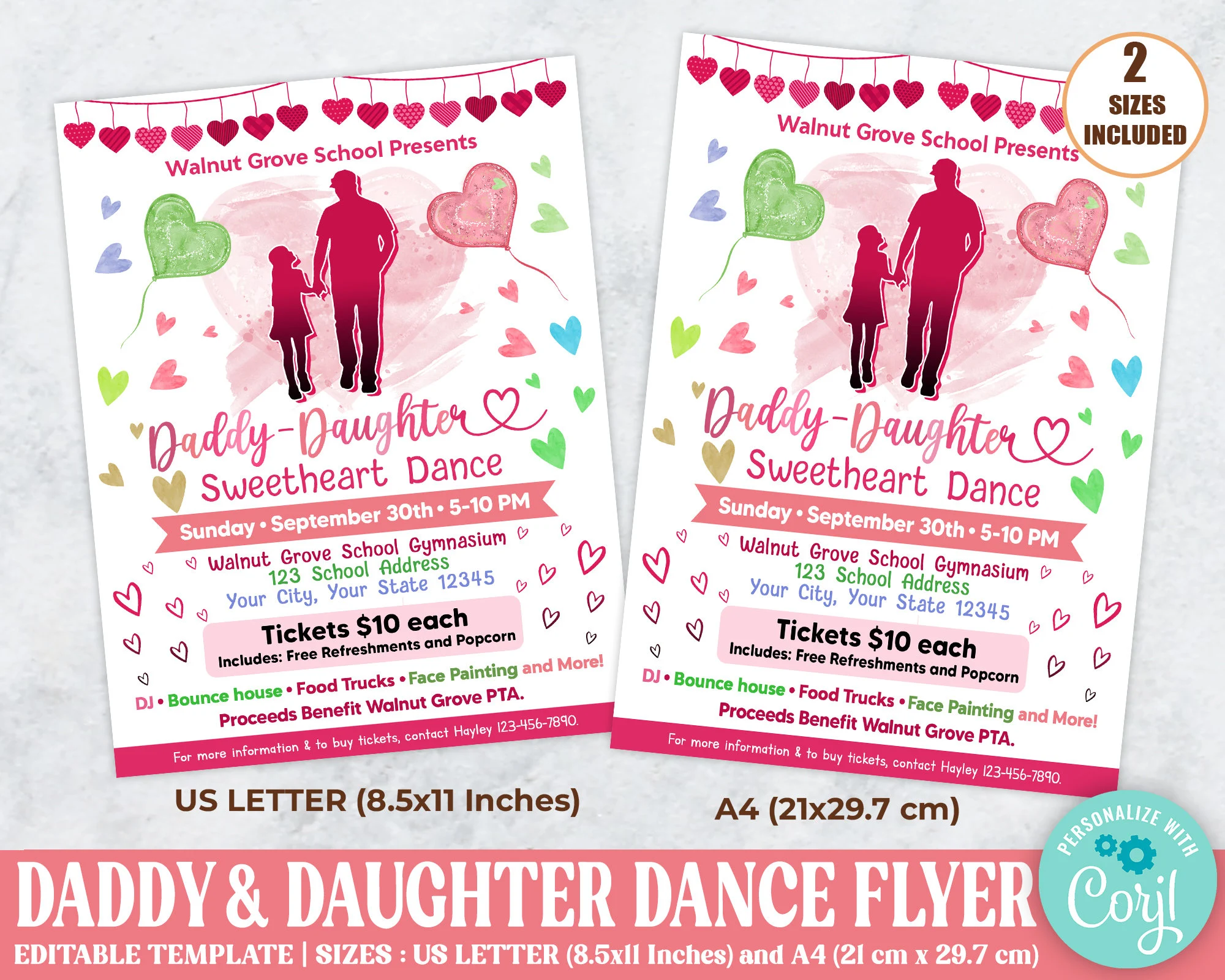 Editable Daddy Daughter Dance Flyer Pto