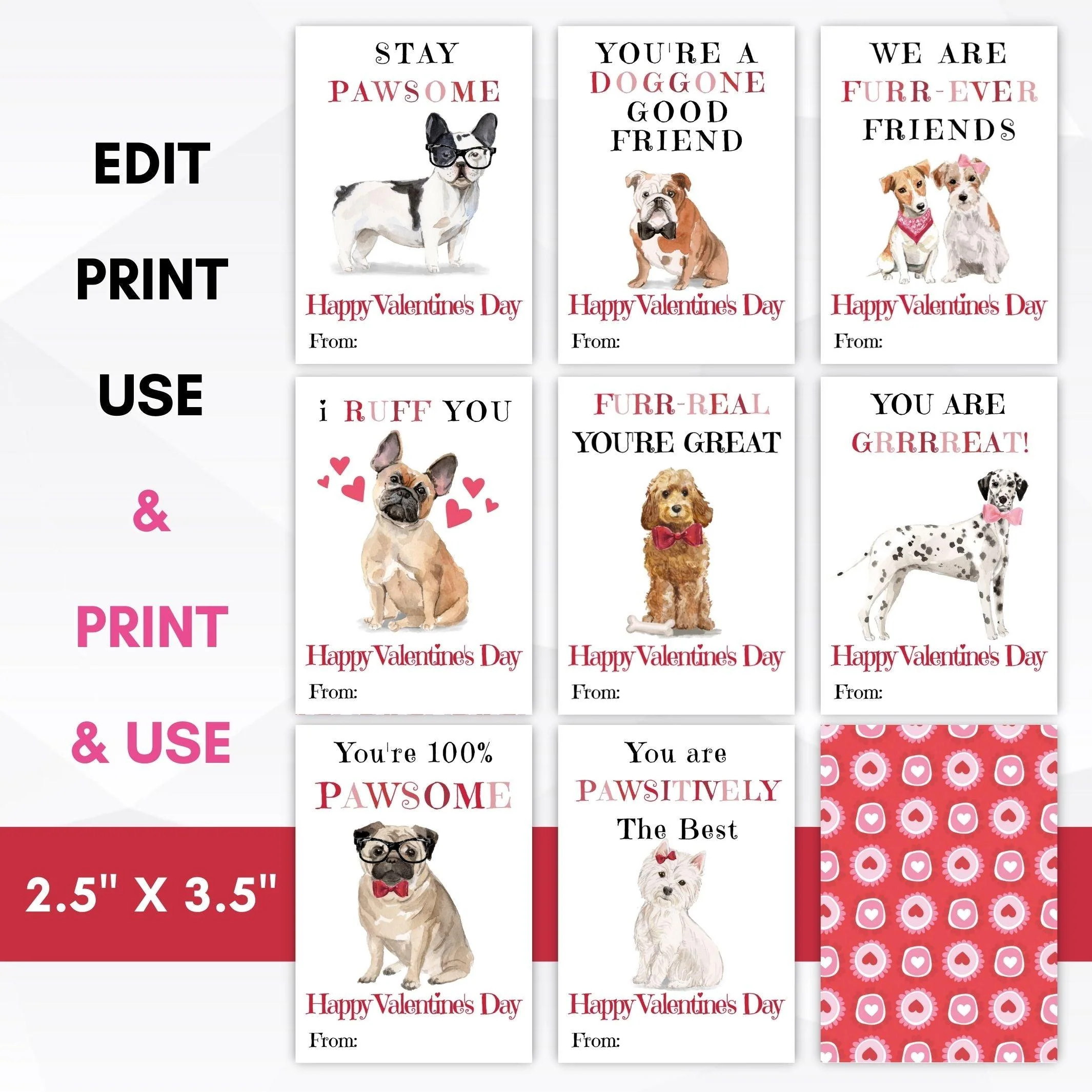 free printable dog valentines day cards