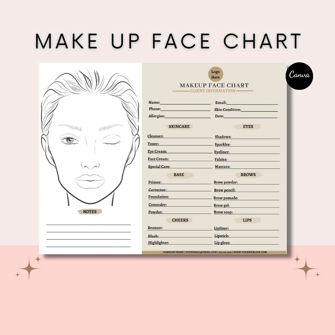 Editable Makeup Artist Face Chart Editable Makeup Artist Face Chart
