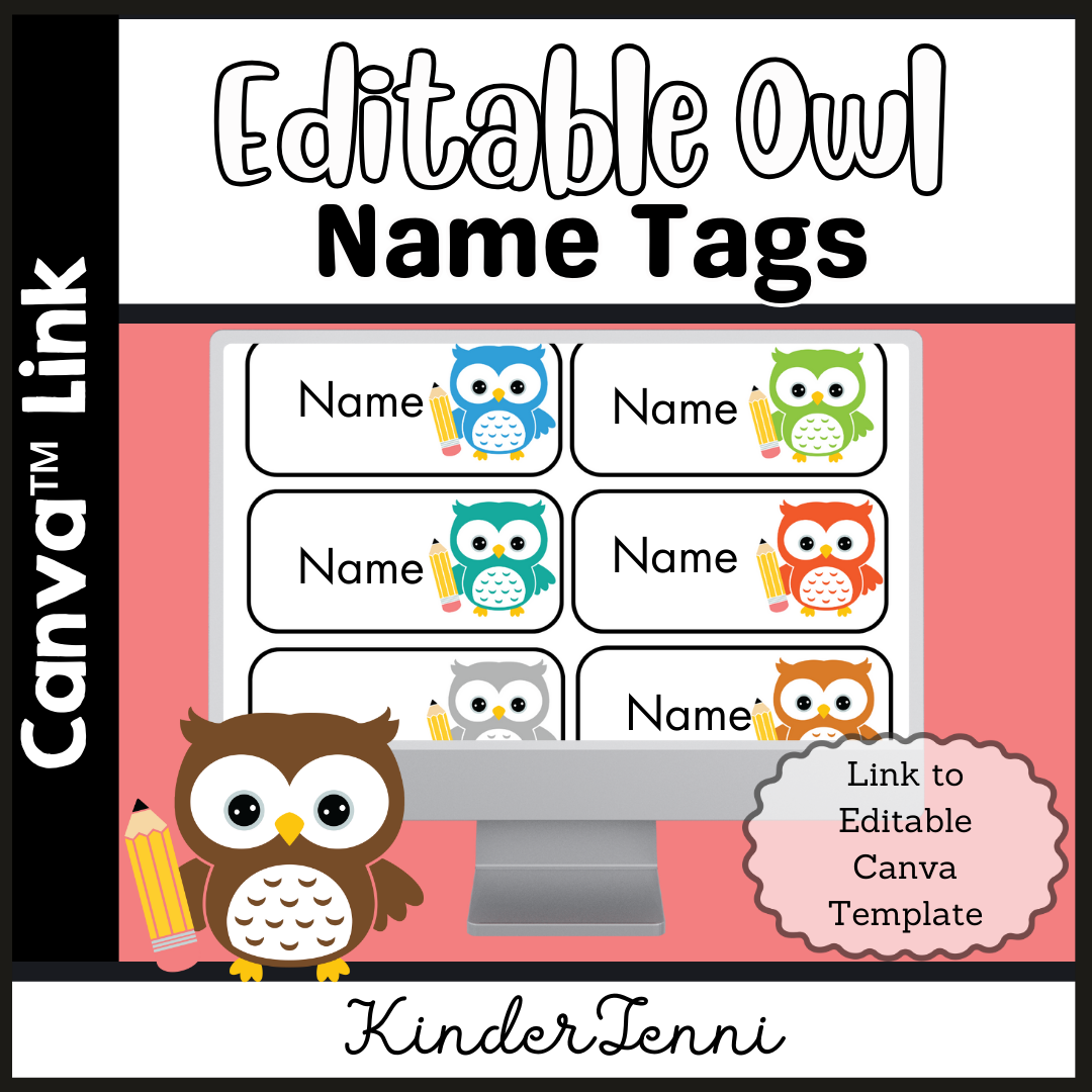 Editable Owl Name Tags