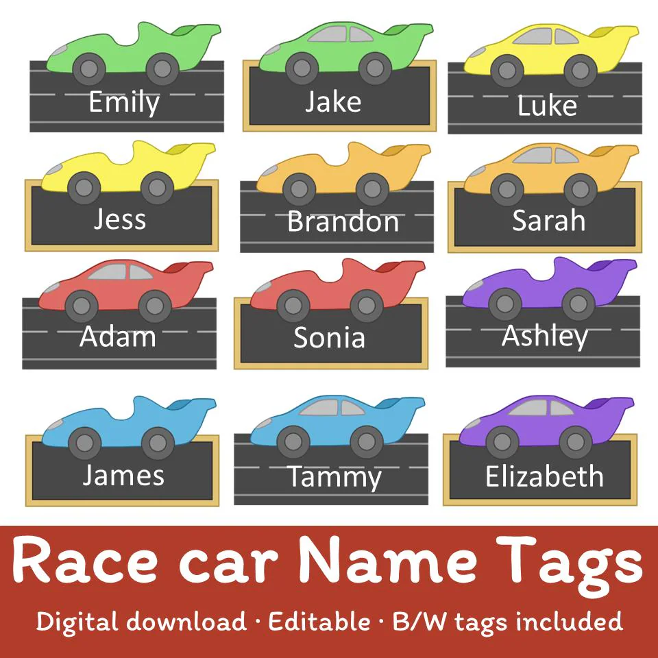 car name tags free printable