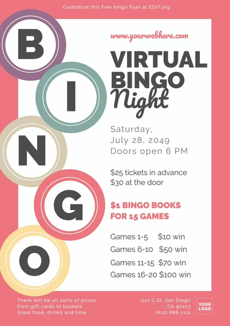 Editable Templates Bingo Night
