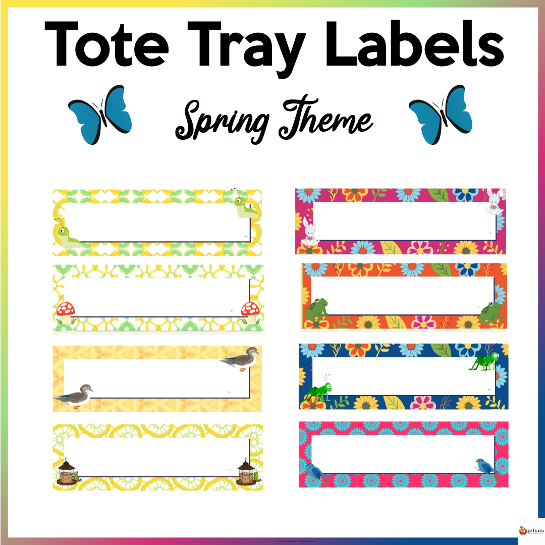 Editable Tote Tray Labels Spring Theme