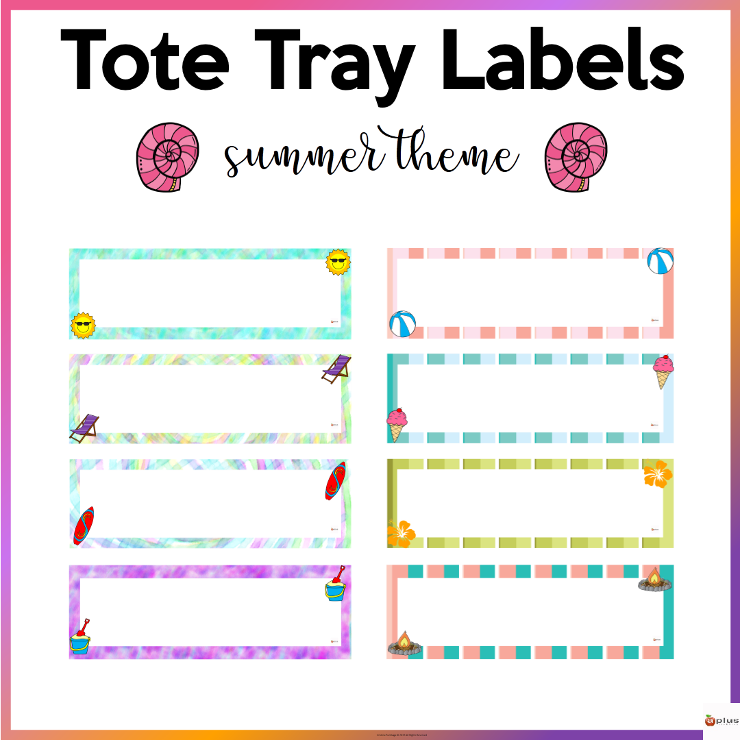 Editable Tote Tray Labels Summer Theme