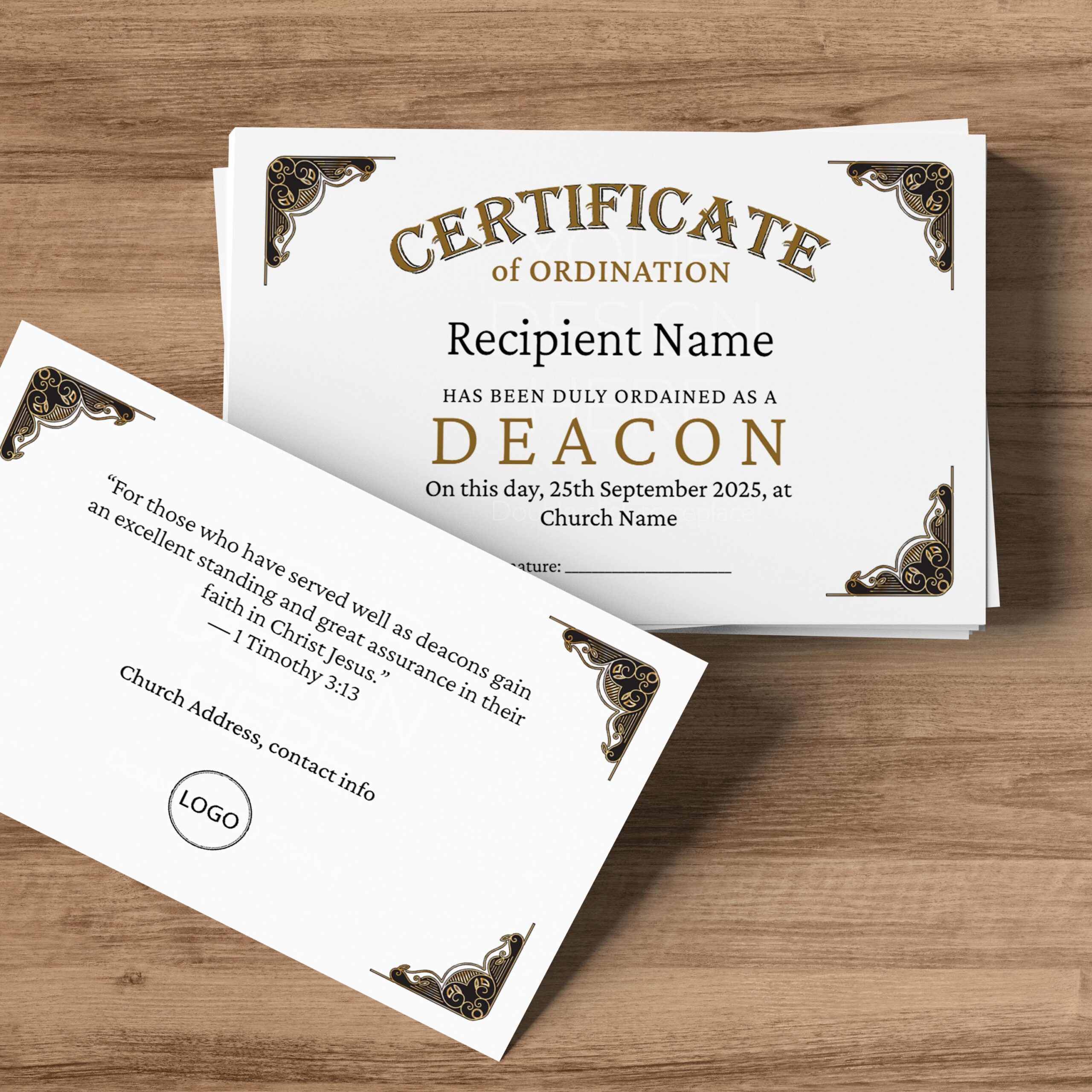 Editable Wallet Size Deacon Ordination