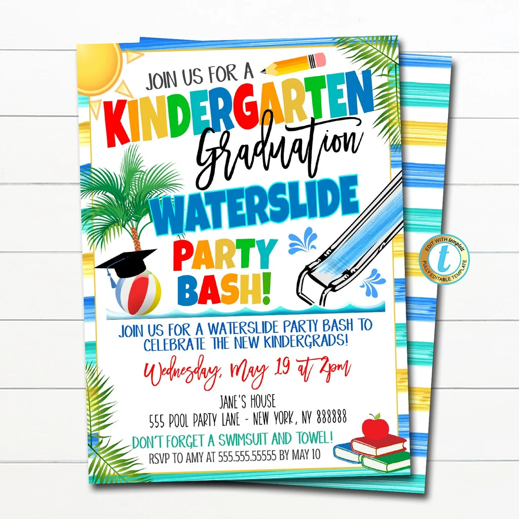free printable water slide invitations