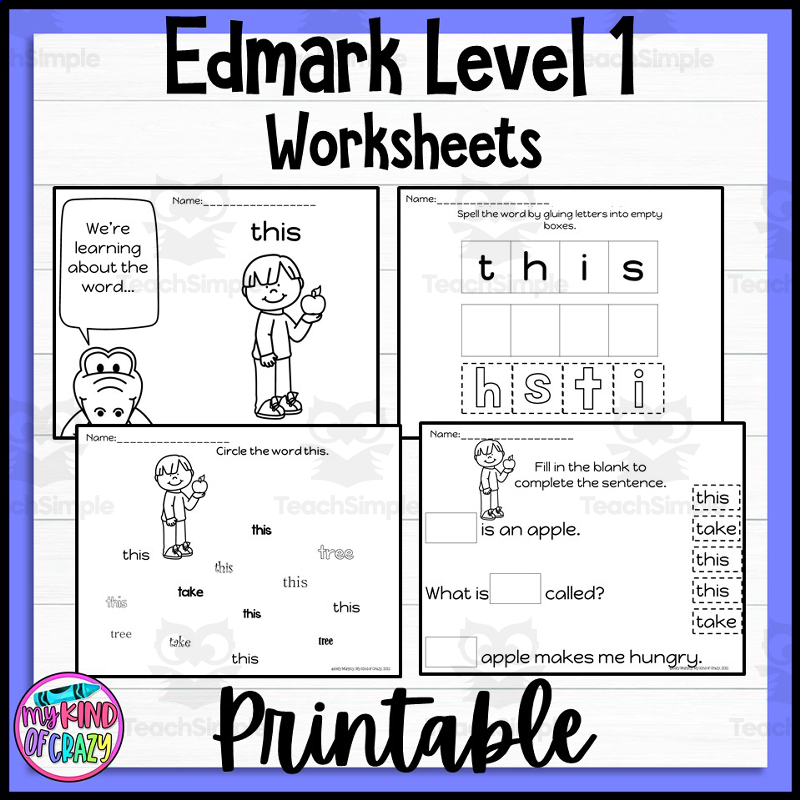 Edmark Level 1 Set L Printable Special Ed