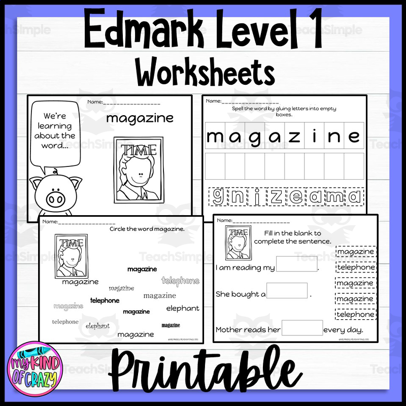 Edmark Level 1 Set M Printable Special Ed
