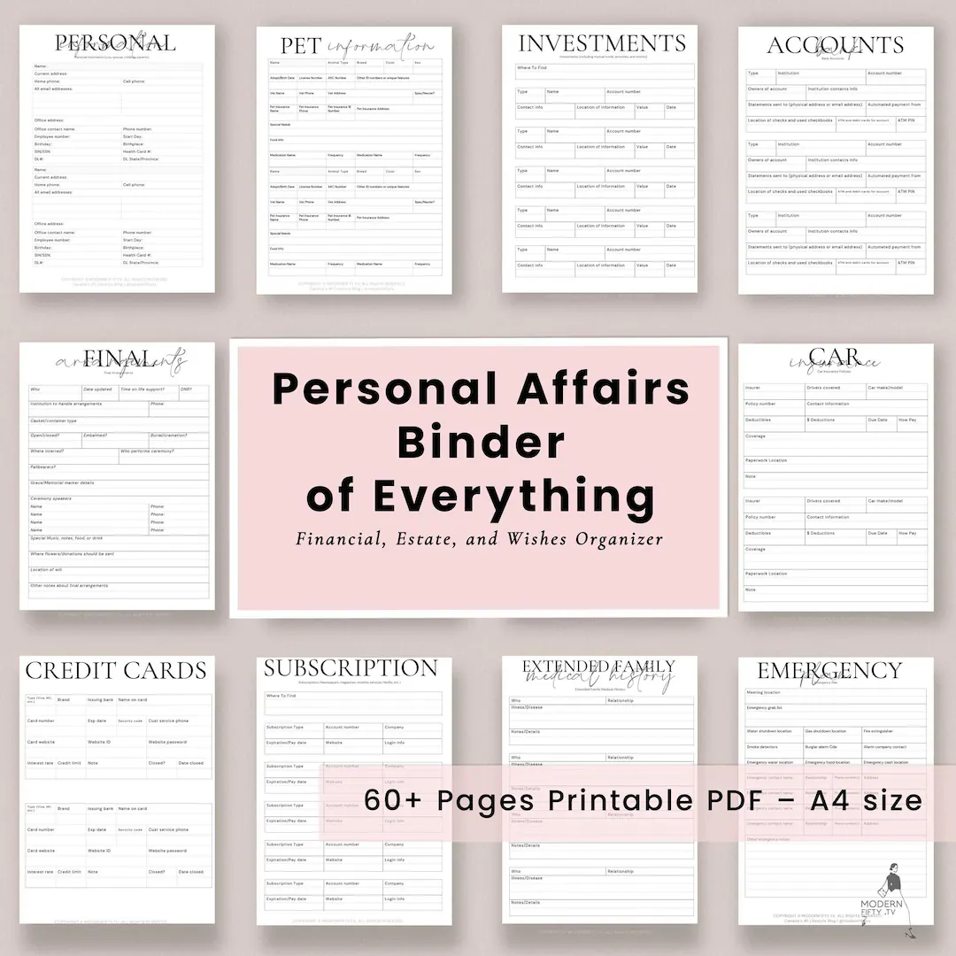 Emergency Printable Organizer Binder End