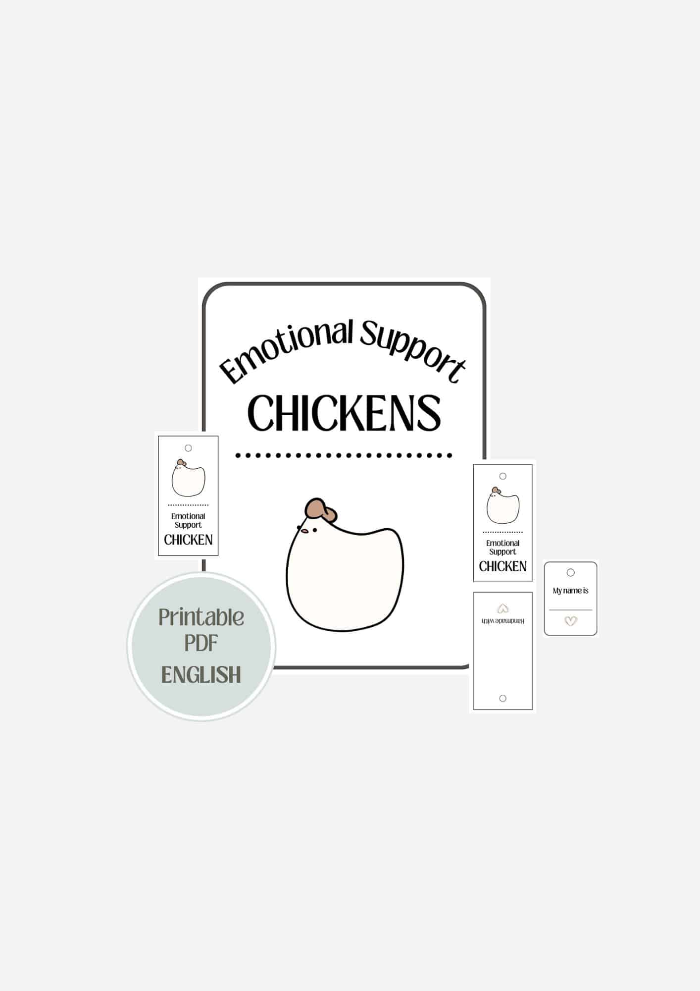 Emotional Support Mabel Chicken Kit Printable Pdf English And French