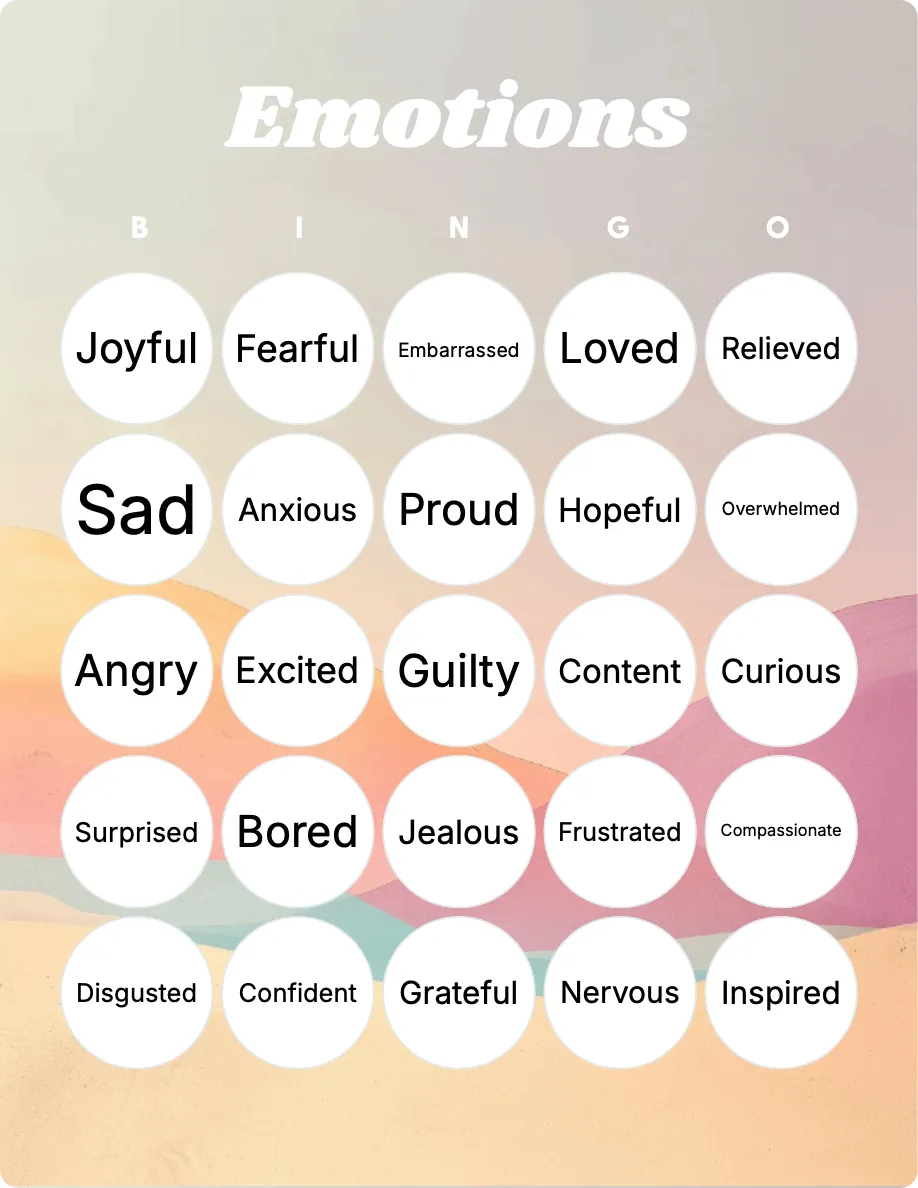 Emotions Bingo
