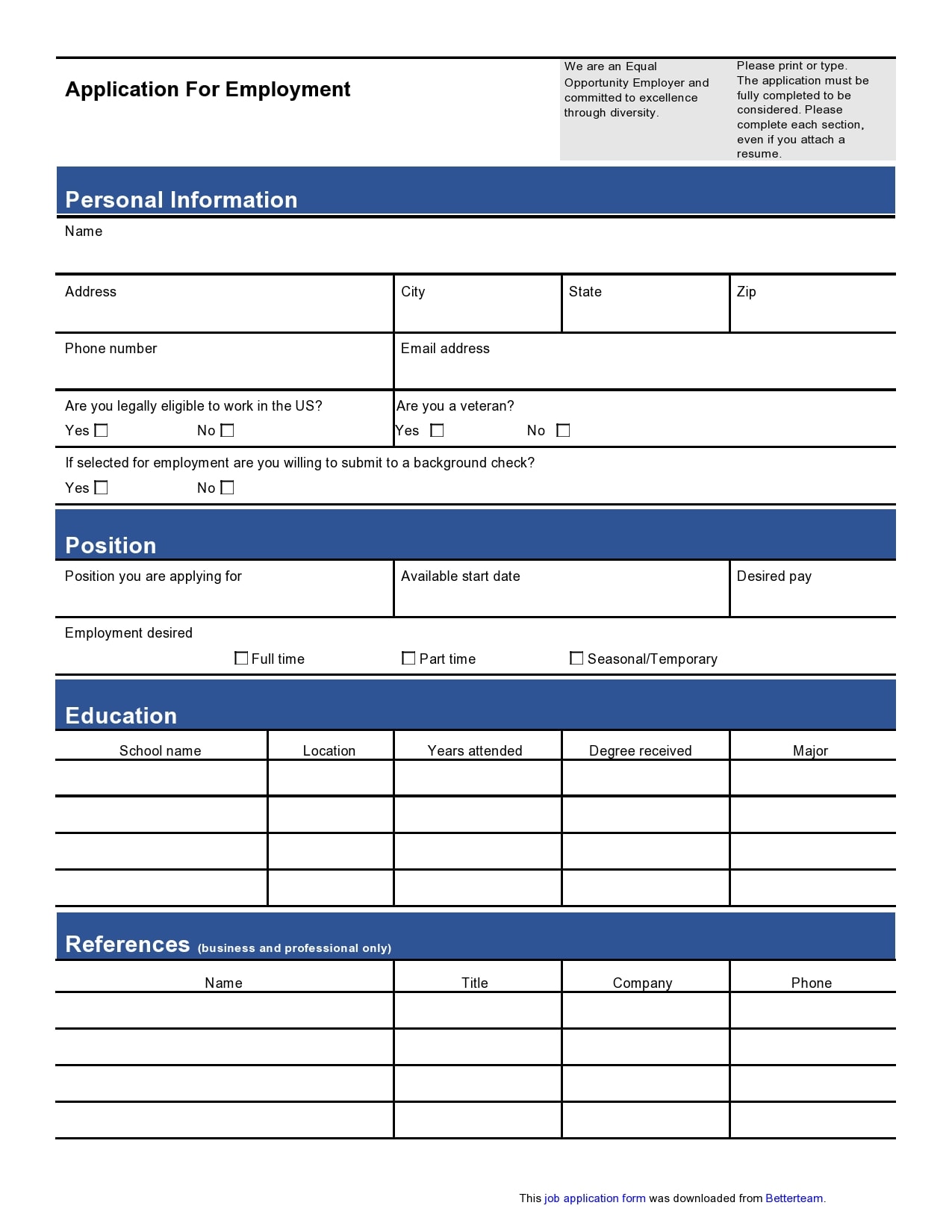 Employment Application