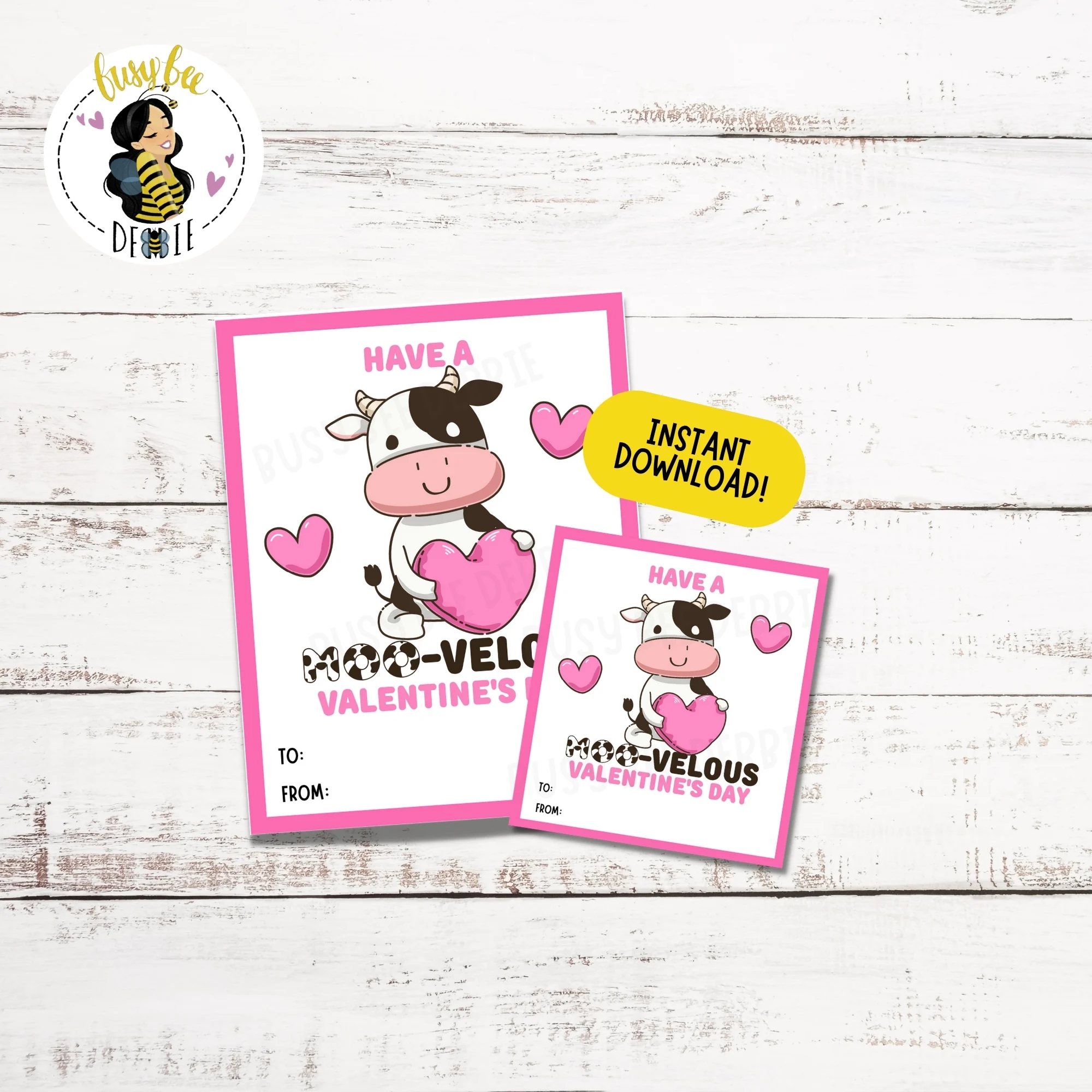 free printable cow valentines
