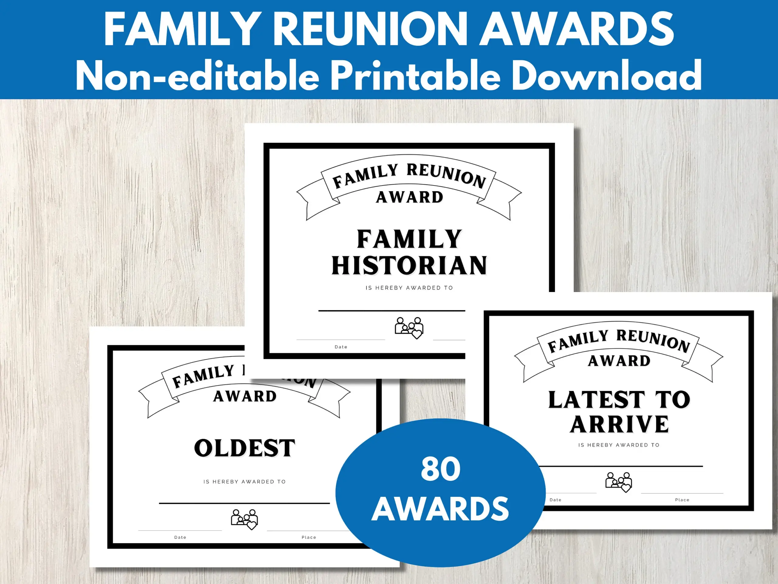 free printable family reunion award certificates