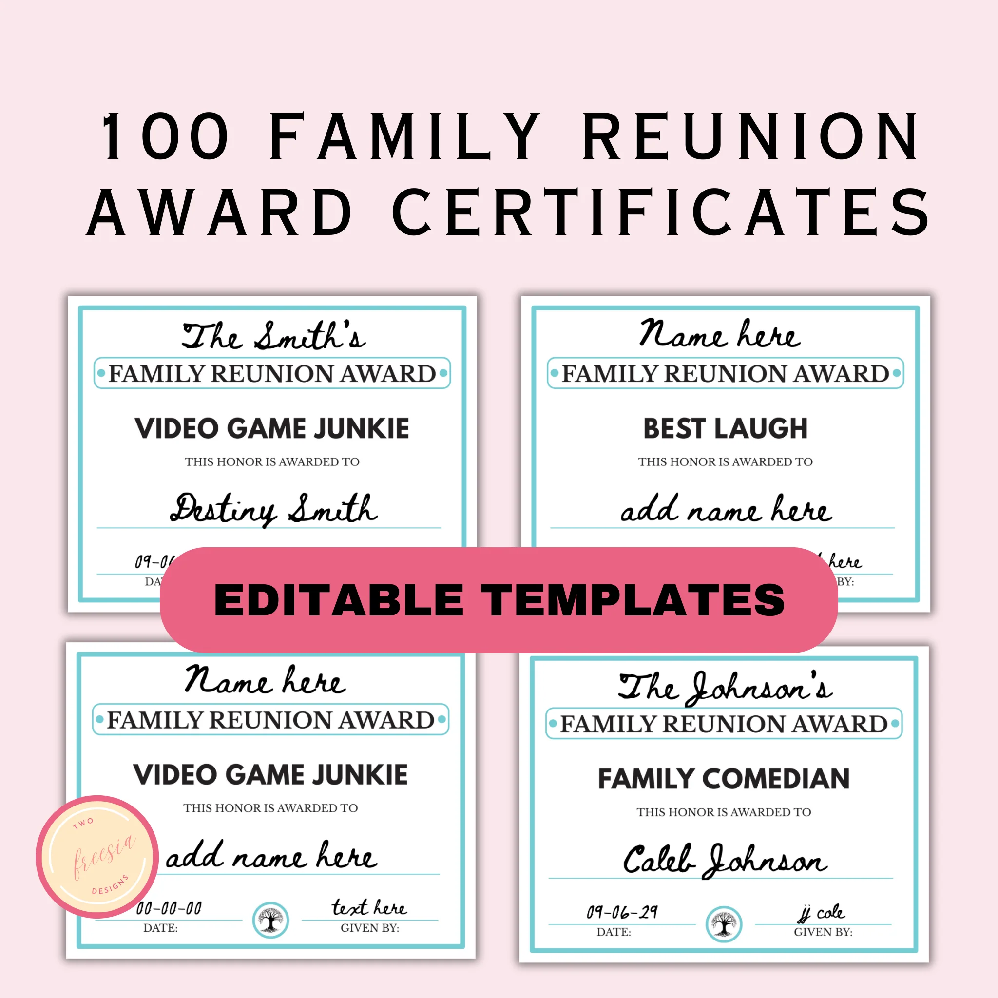 Family Reunion Certificates