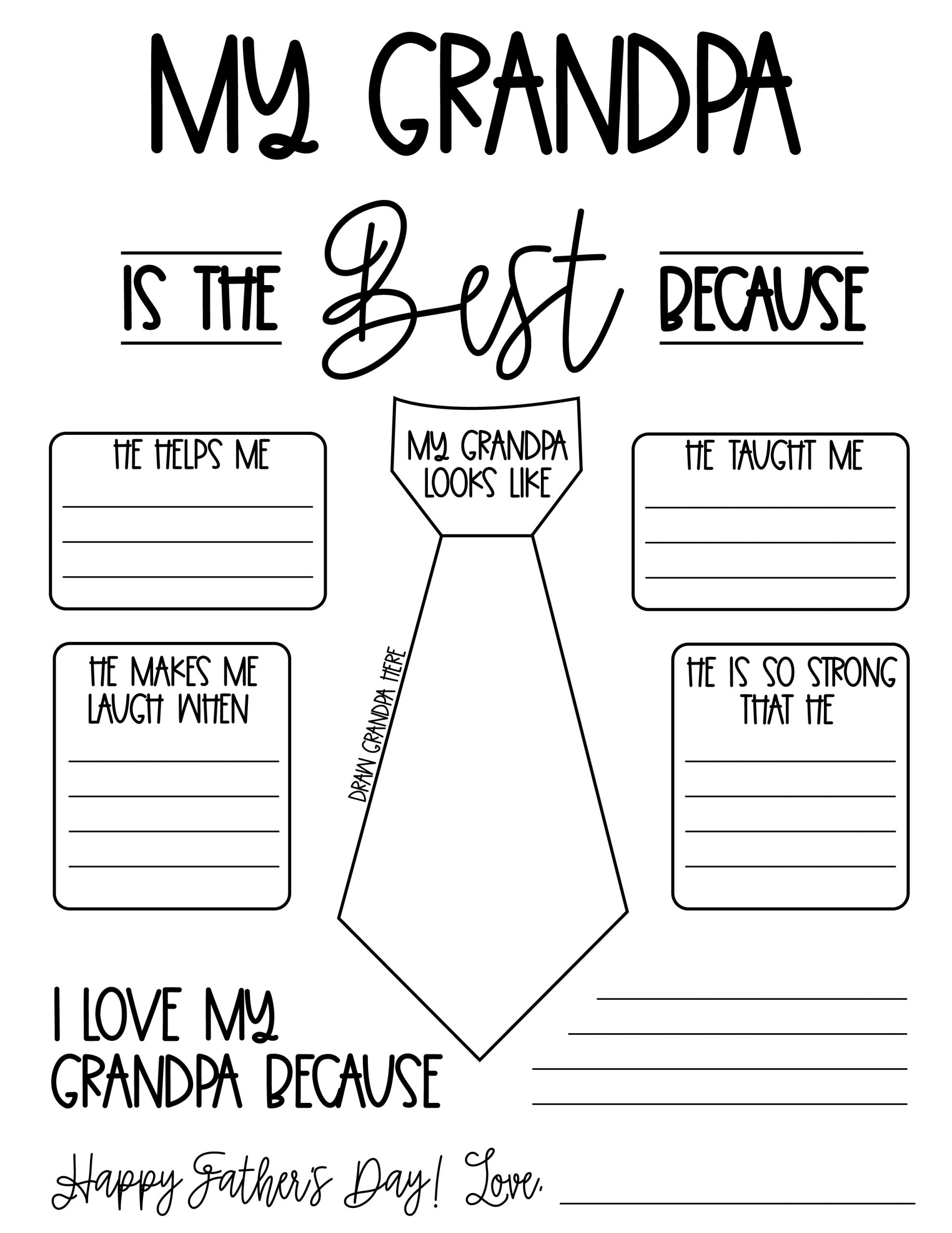 Fathers Day Printable For Grandpa Papa And Granddad Too