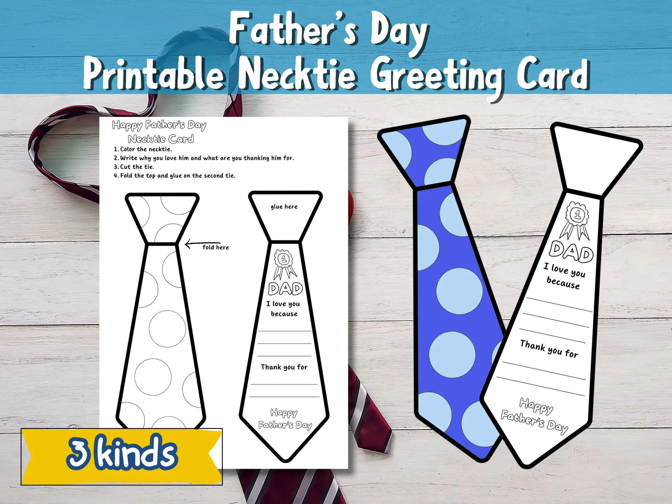 Fathers Day Printable Necktie Greeting