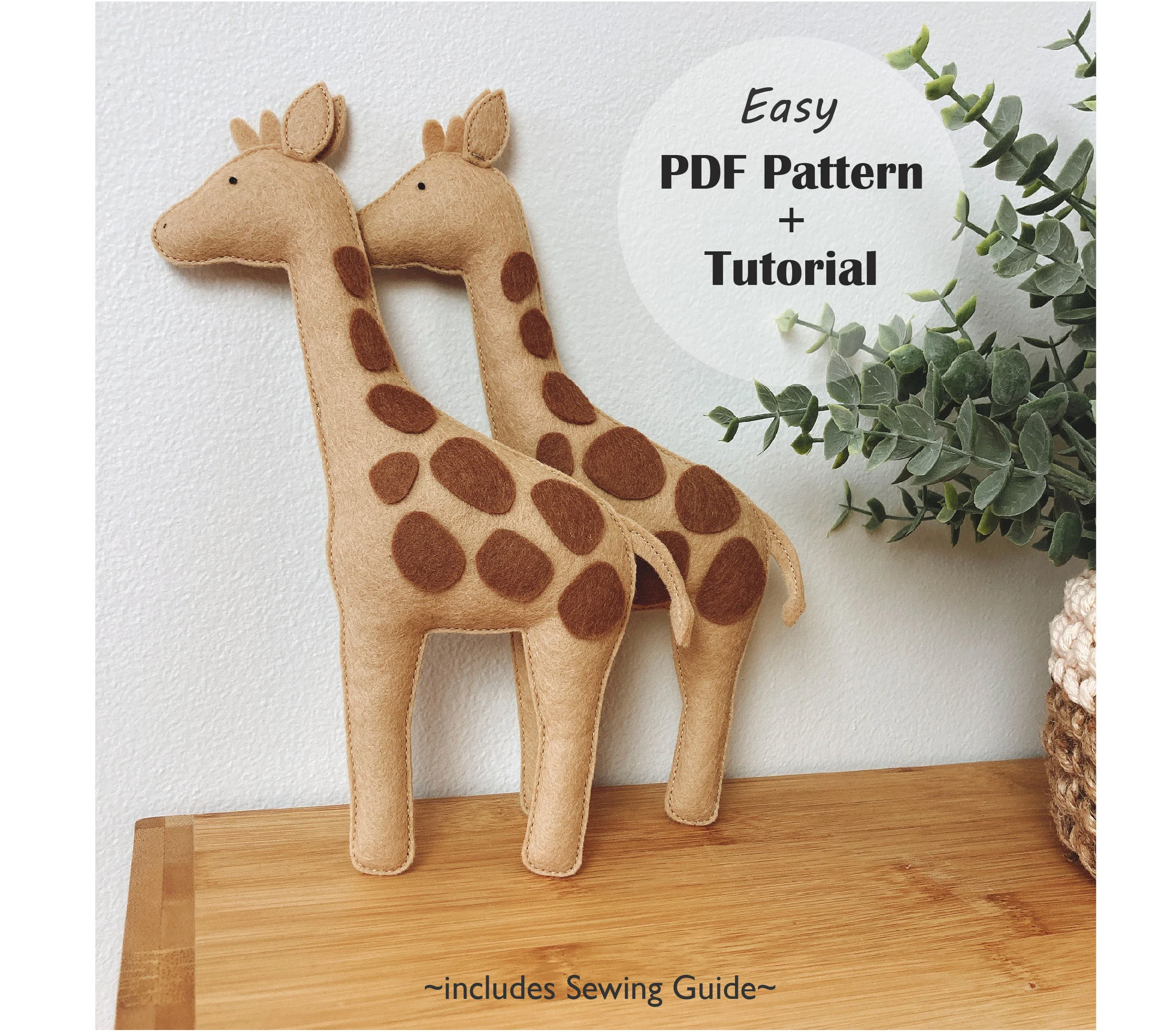 Felt Giraffe Sewing Pattern Diy Safari