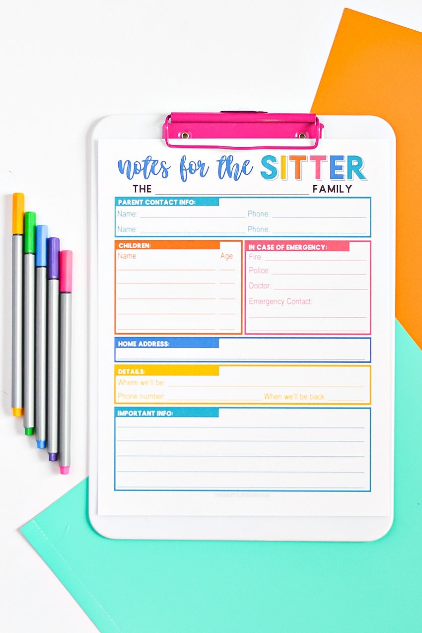 Finding A New Babysitter Sitter Notes Free Printable