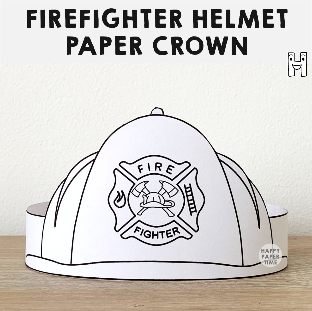 Firefighter Helmet Paper Crown Printable Coloring