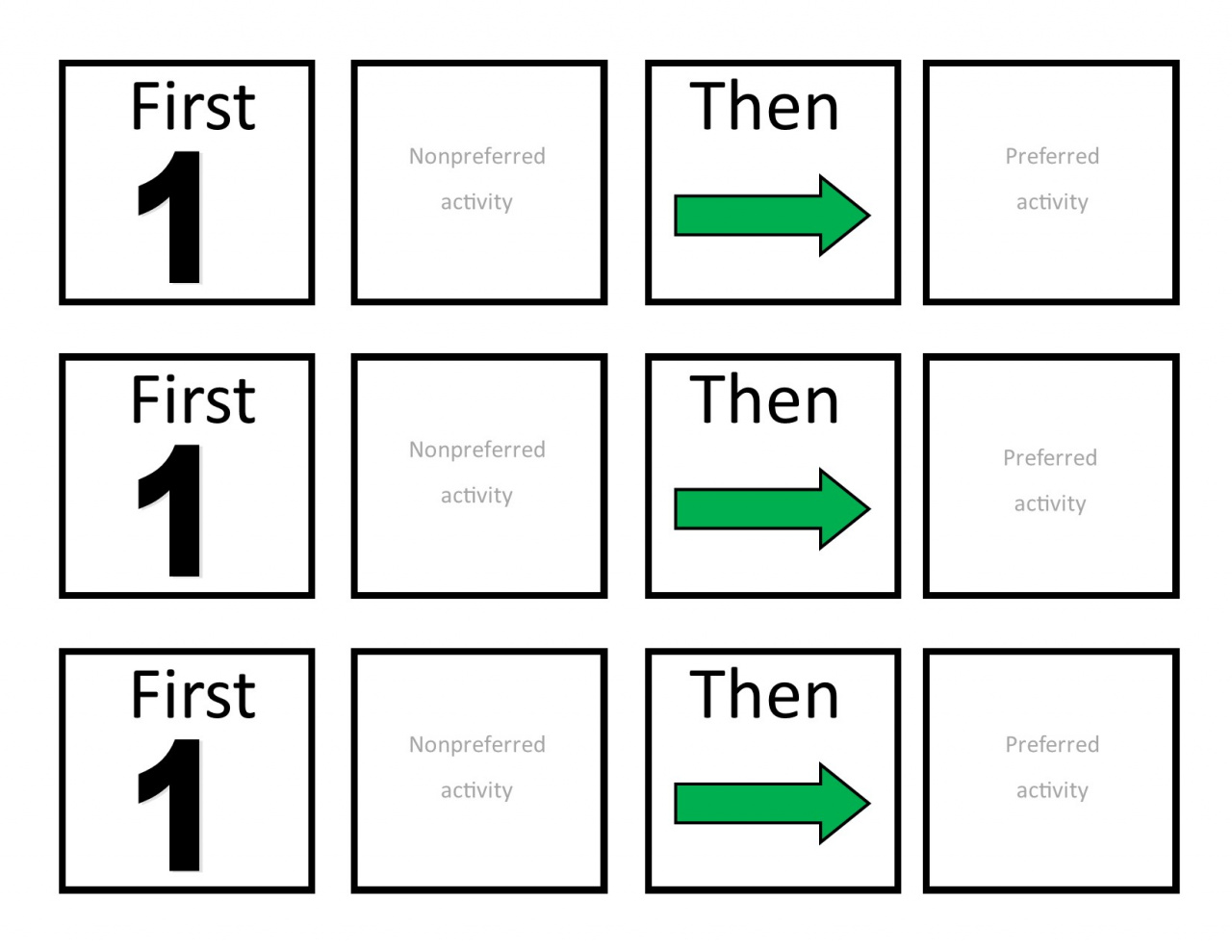 first then board free printable