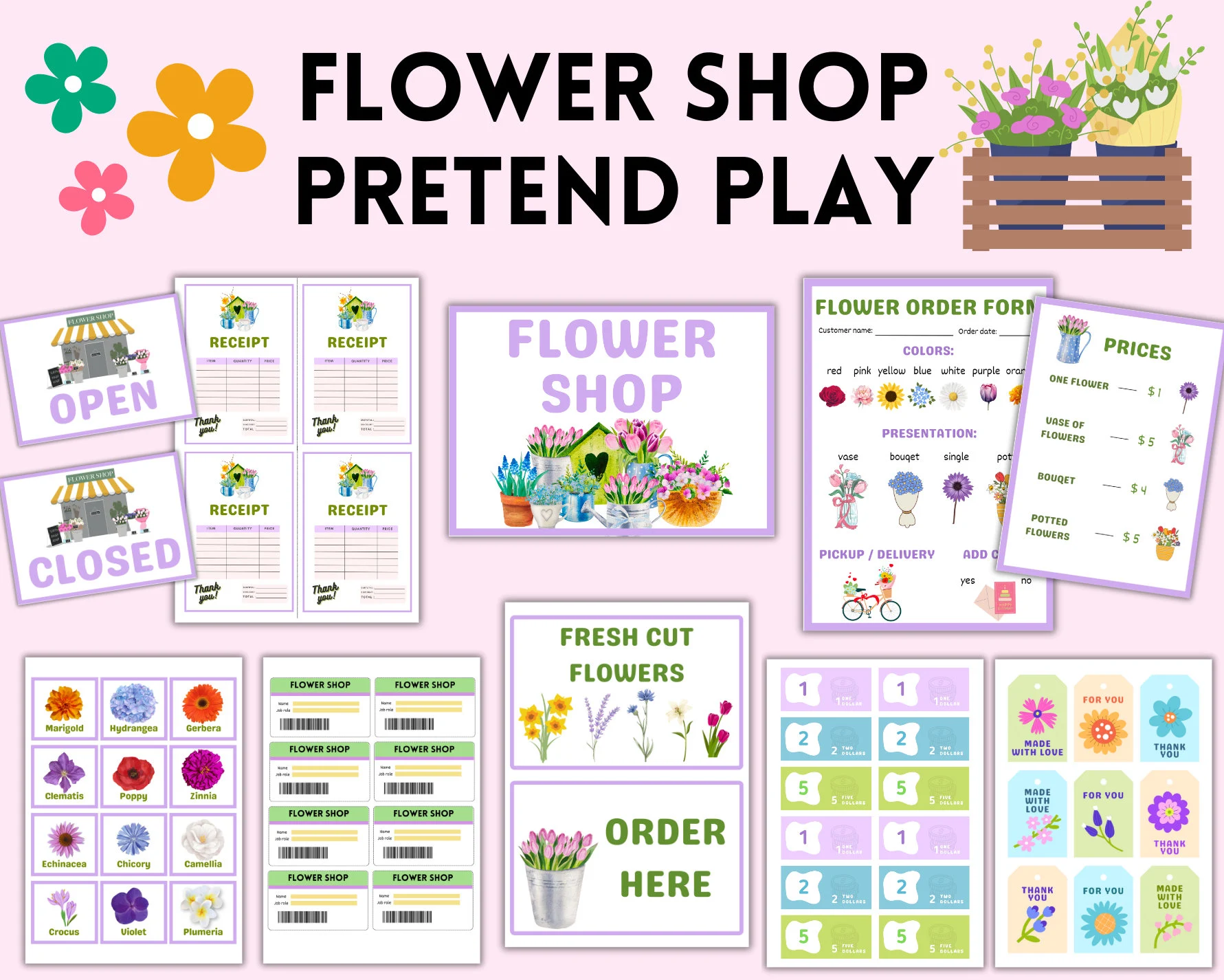 Flower Shop Pretend Play Printable