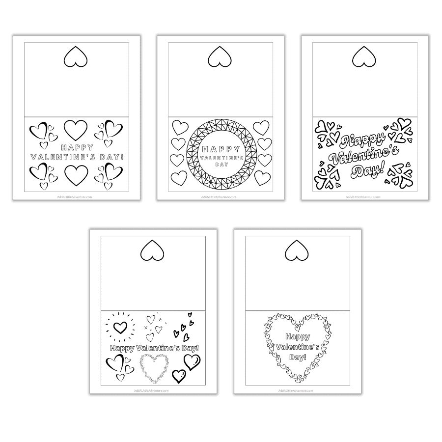 Foldable Printable Valentines Day Cards To Color