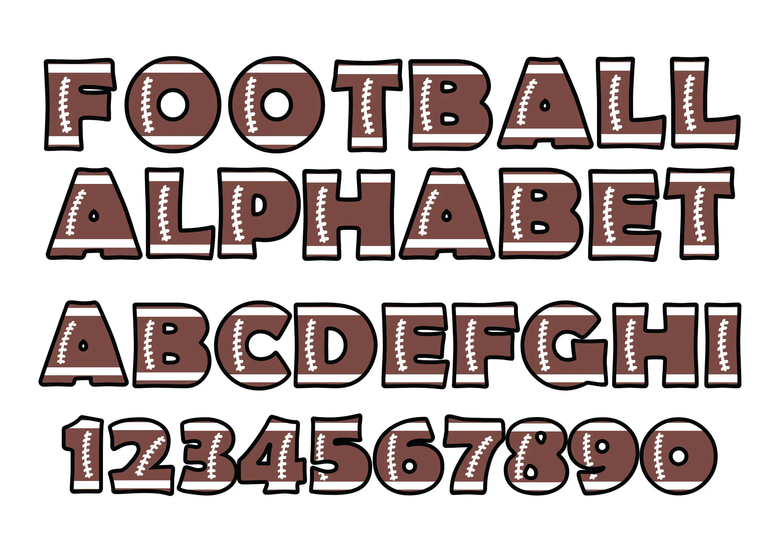 Football Alphabet And Numbers Svg Files