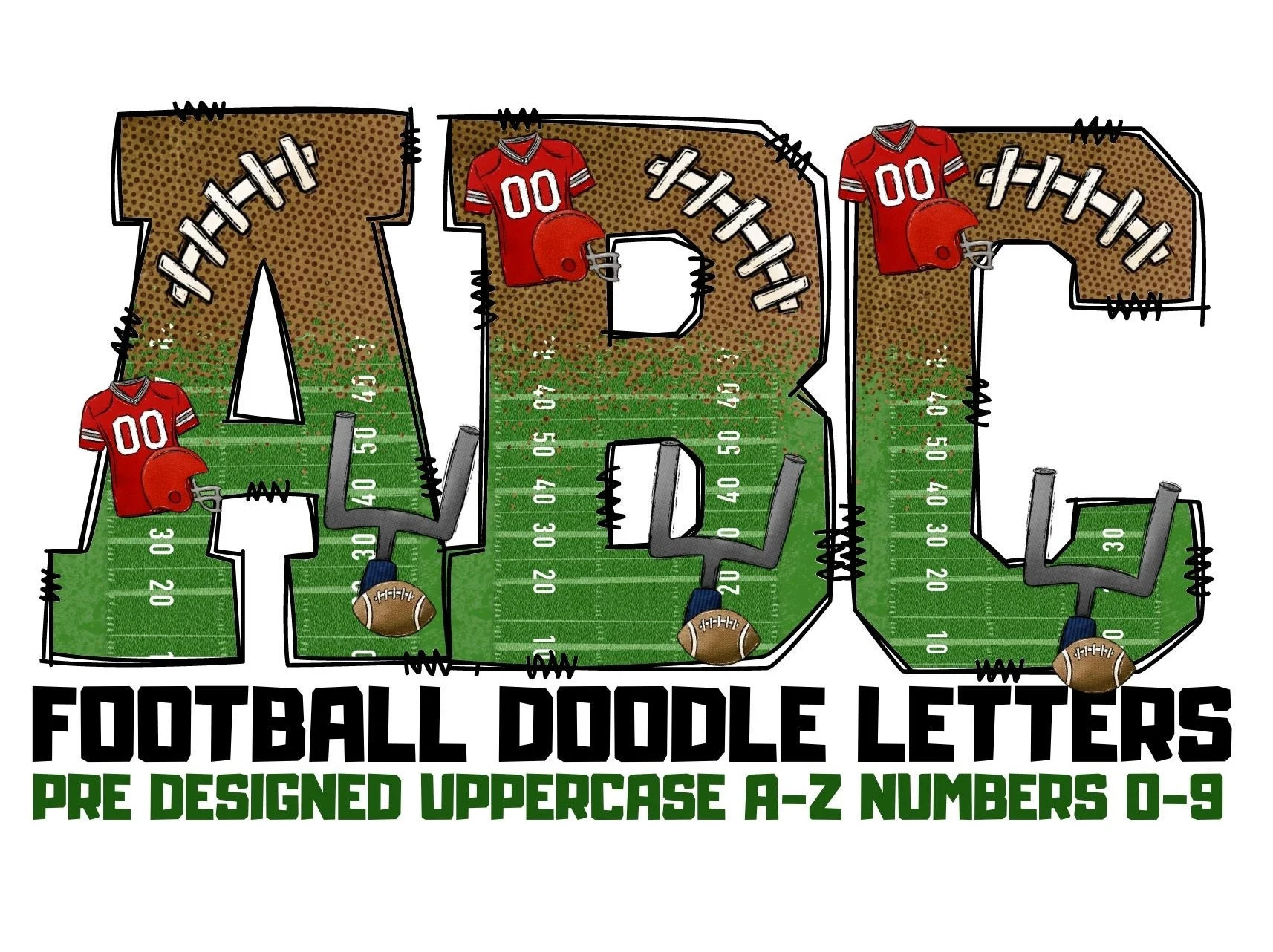 Football Alphabet Letters Png Bundle