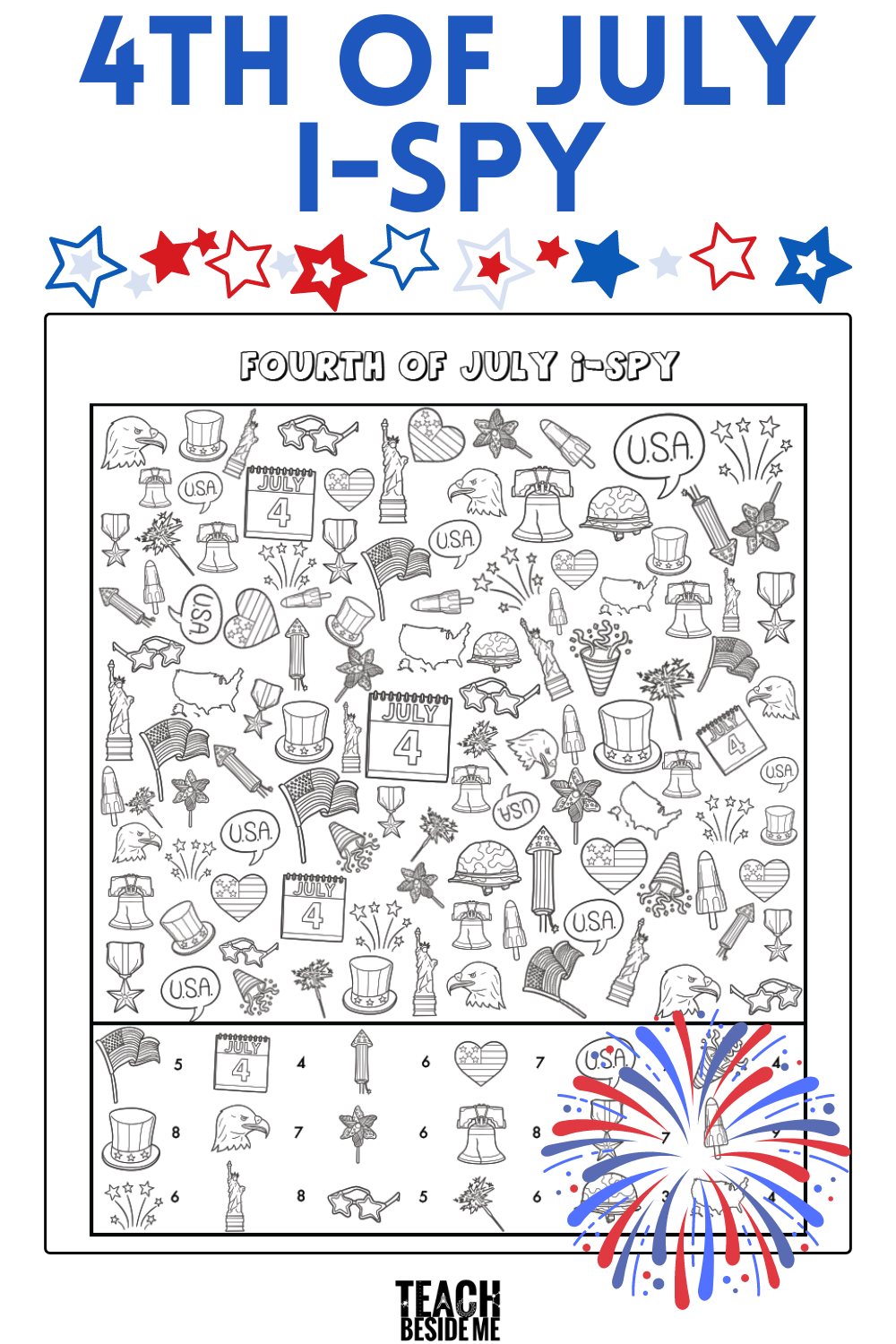 Fourth Of July I Spy Coloring Printable
